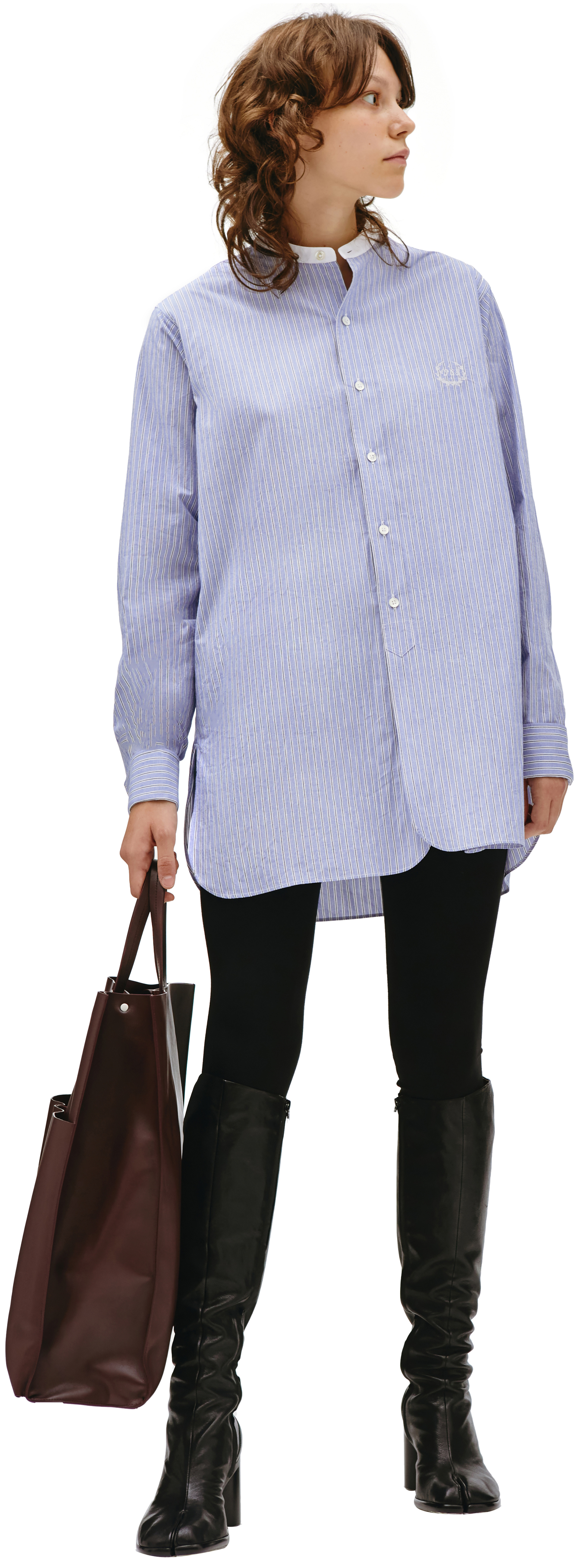 Maison Margiela Blue striped embroireded shirt