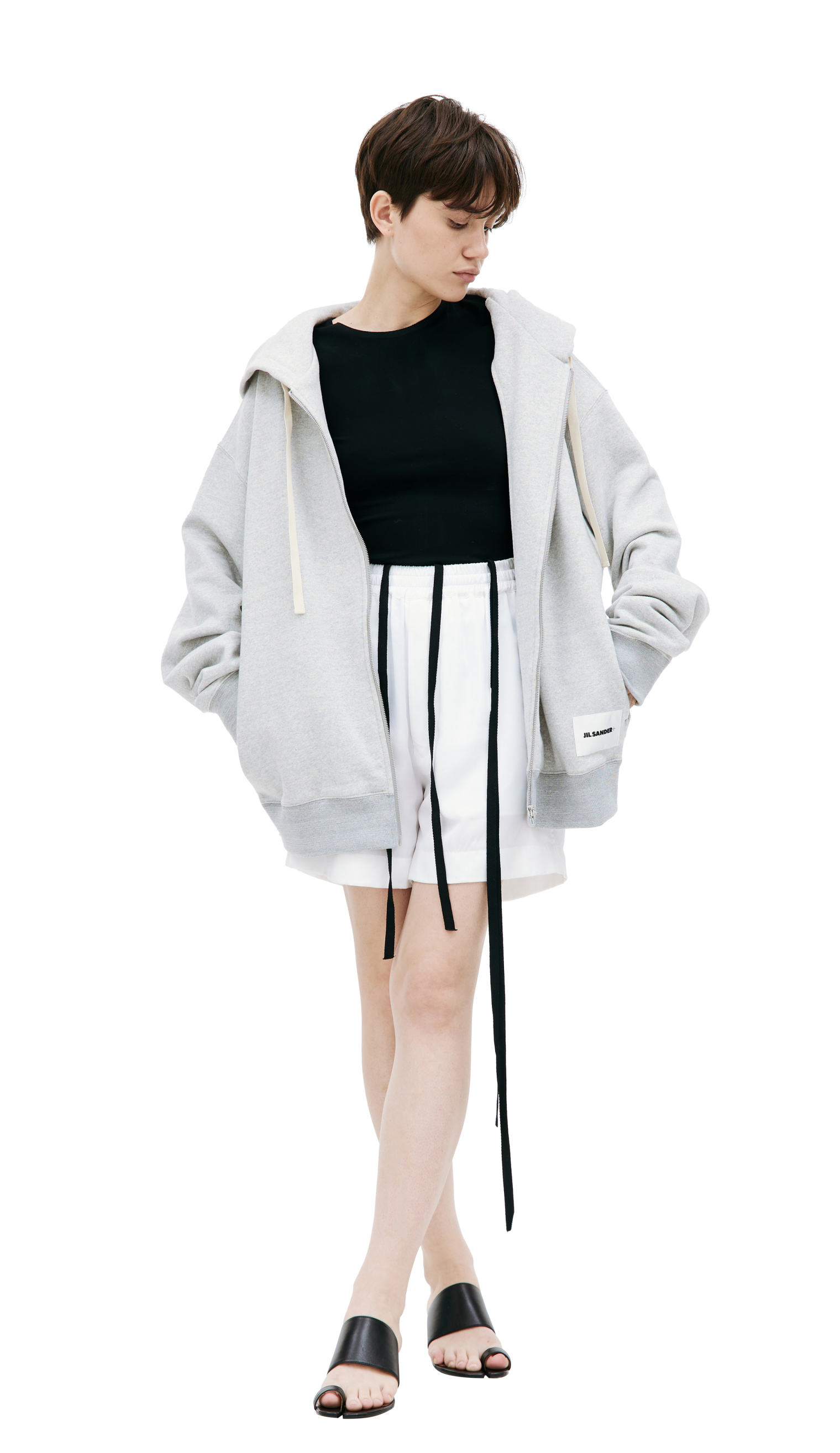 Jil Sander Grey zipped hoodie