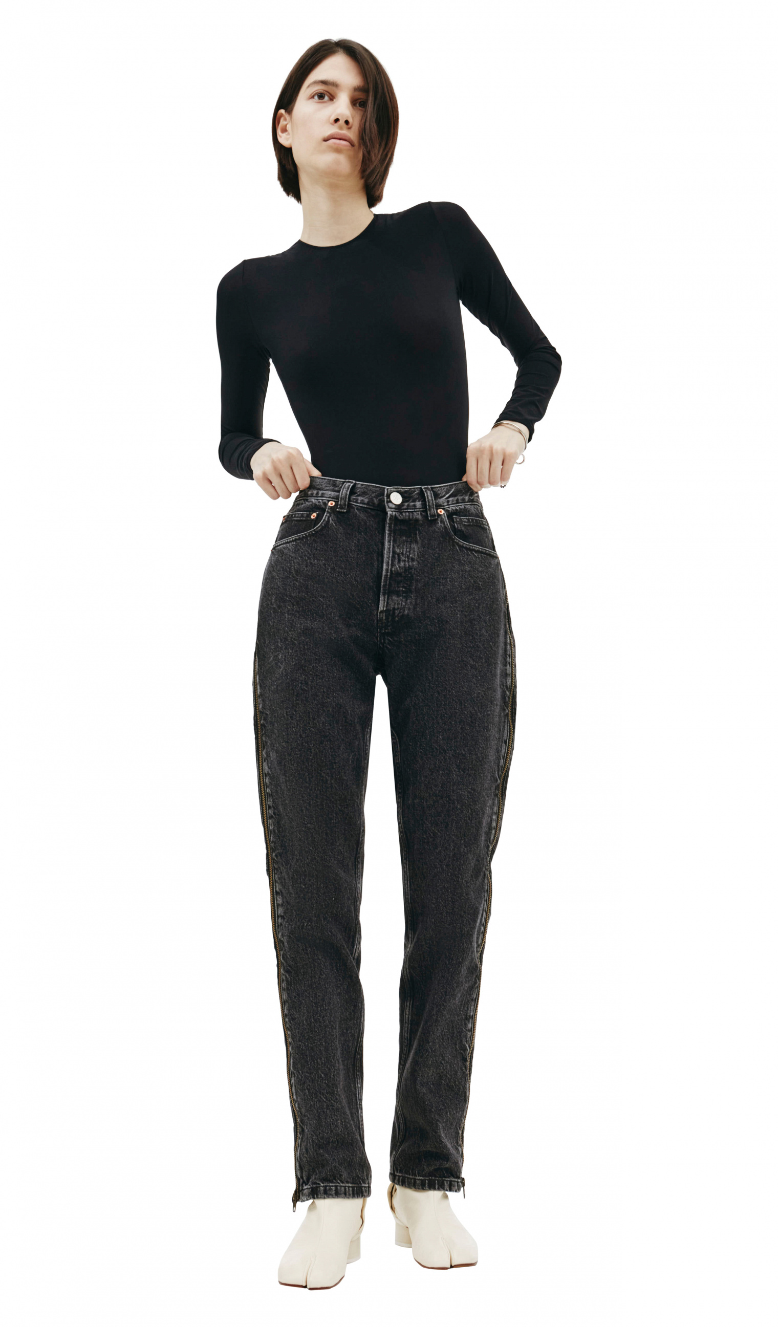 VETEMENTS Black Cotton Side Zip Jeans