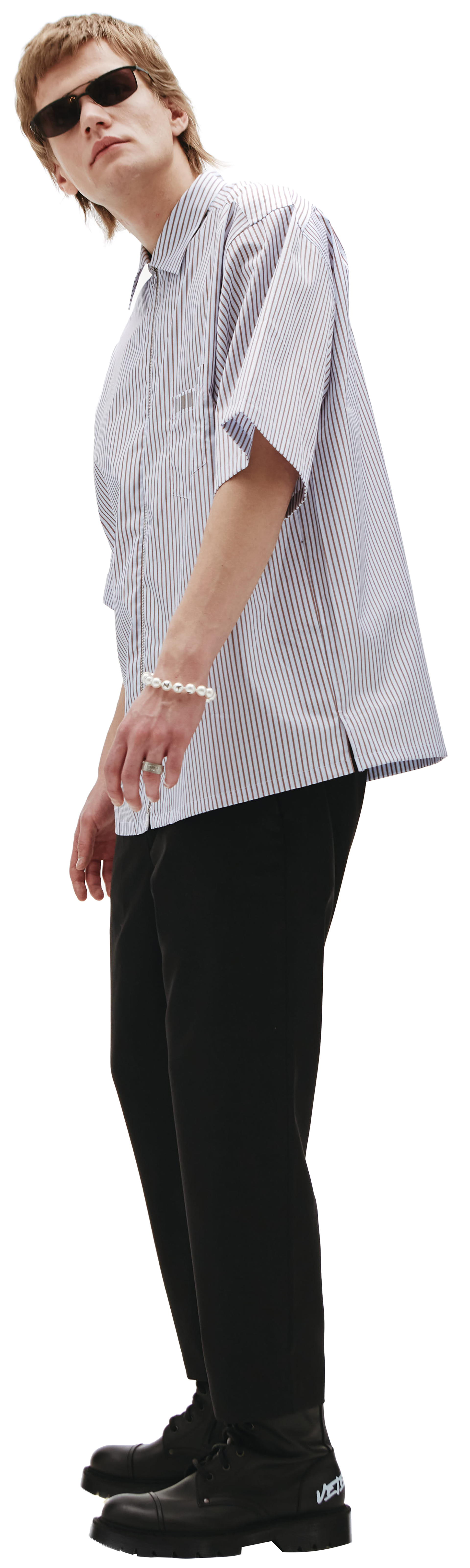 VTMNTS Striped zip-up shirt