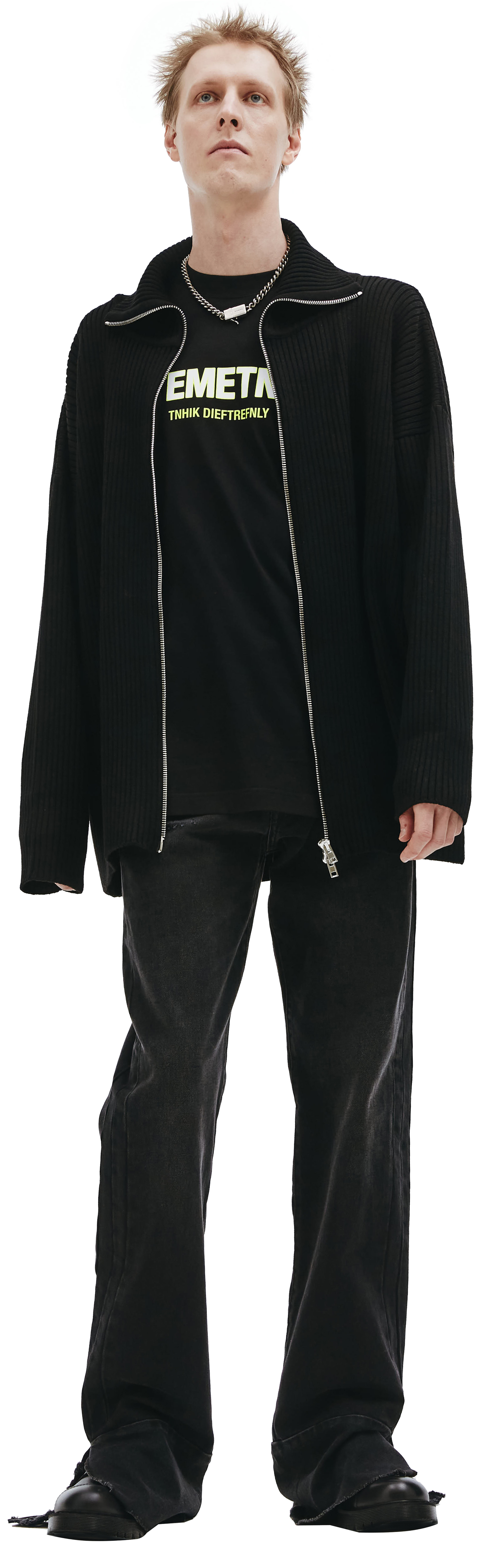 VETEMENTS Black wool zipped cardigan