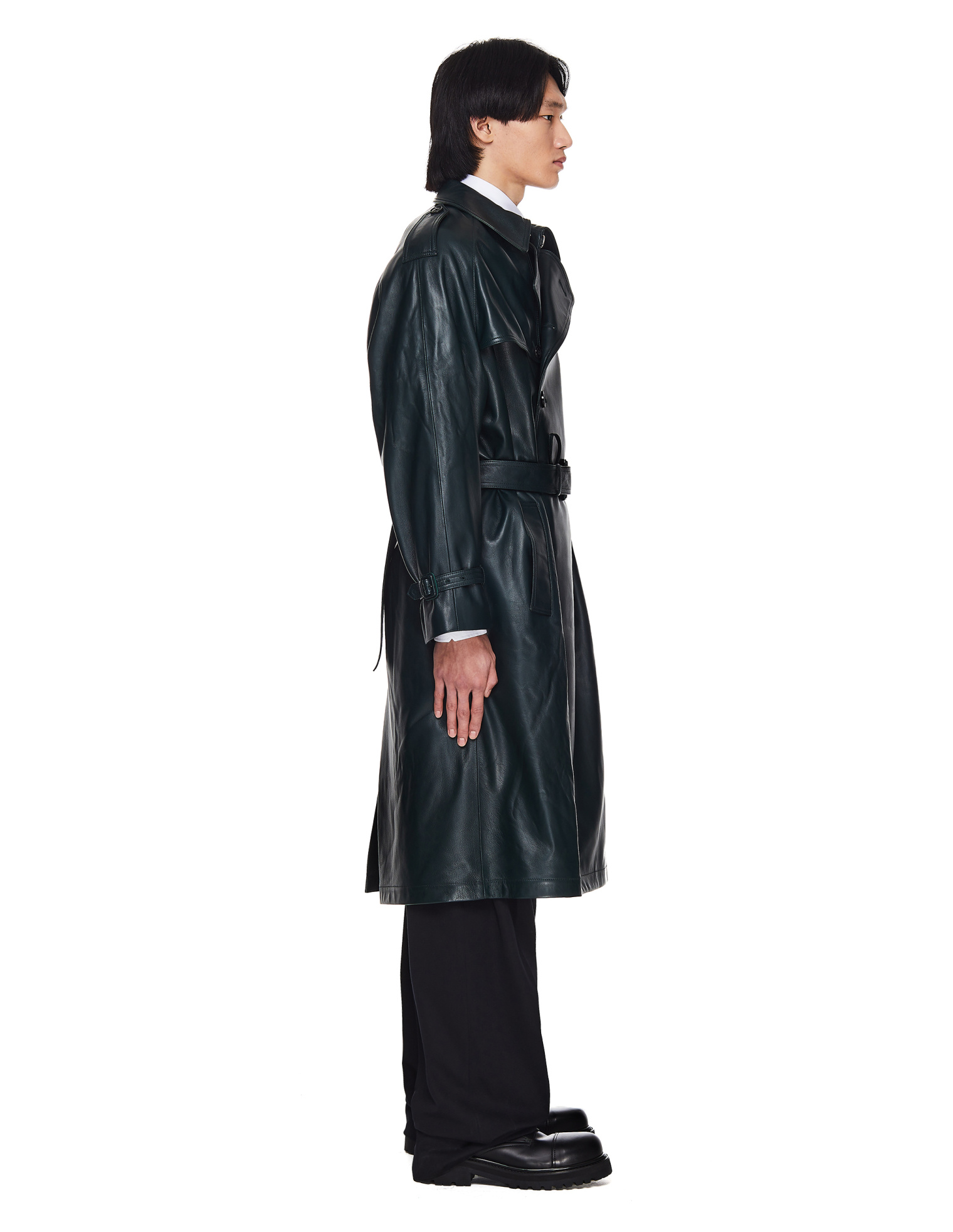 VETEMENTS Leather Double Breasted Coat