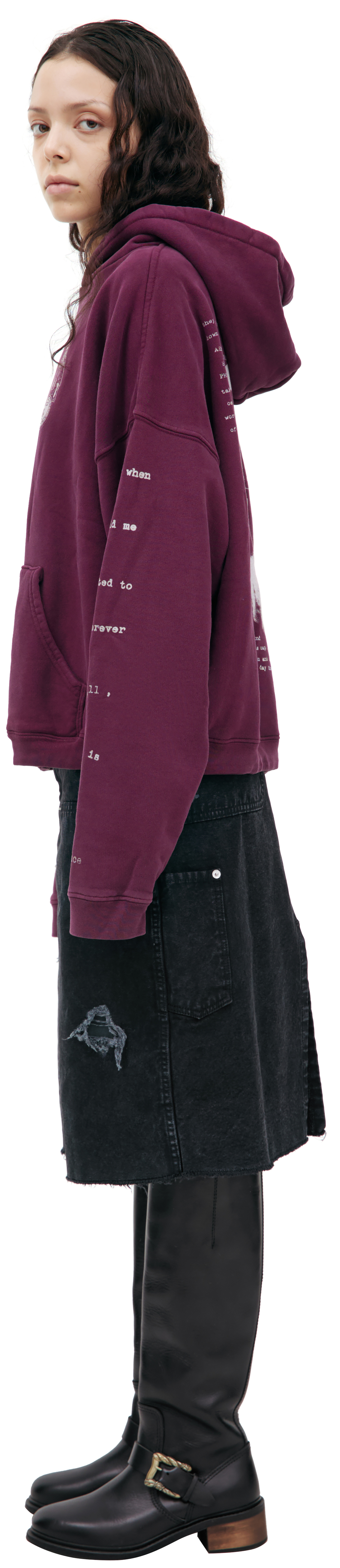 Enfants Riches Déprimés Burgundy hoodie with print