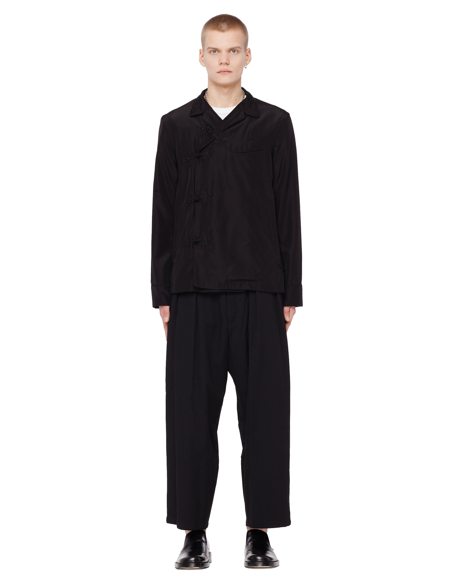 The Soloist Black silk and cotton mix wrap jacket