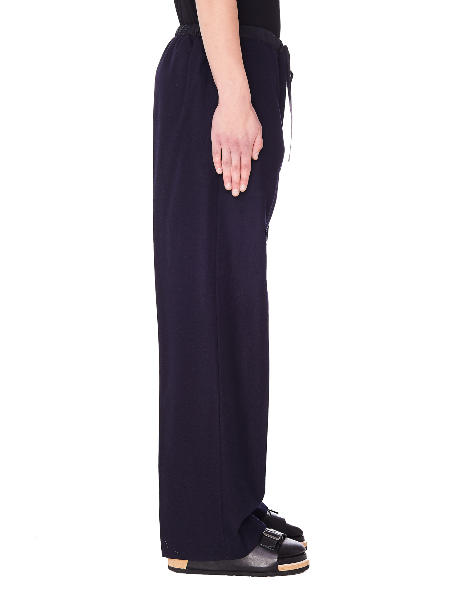 Jil Sander Navy Blue Wool Wide Leg Trousers