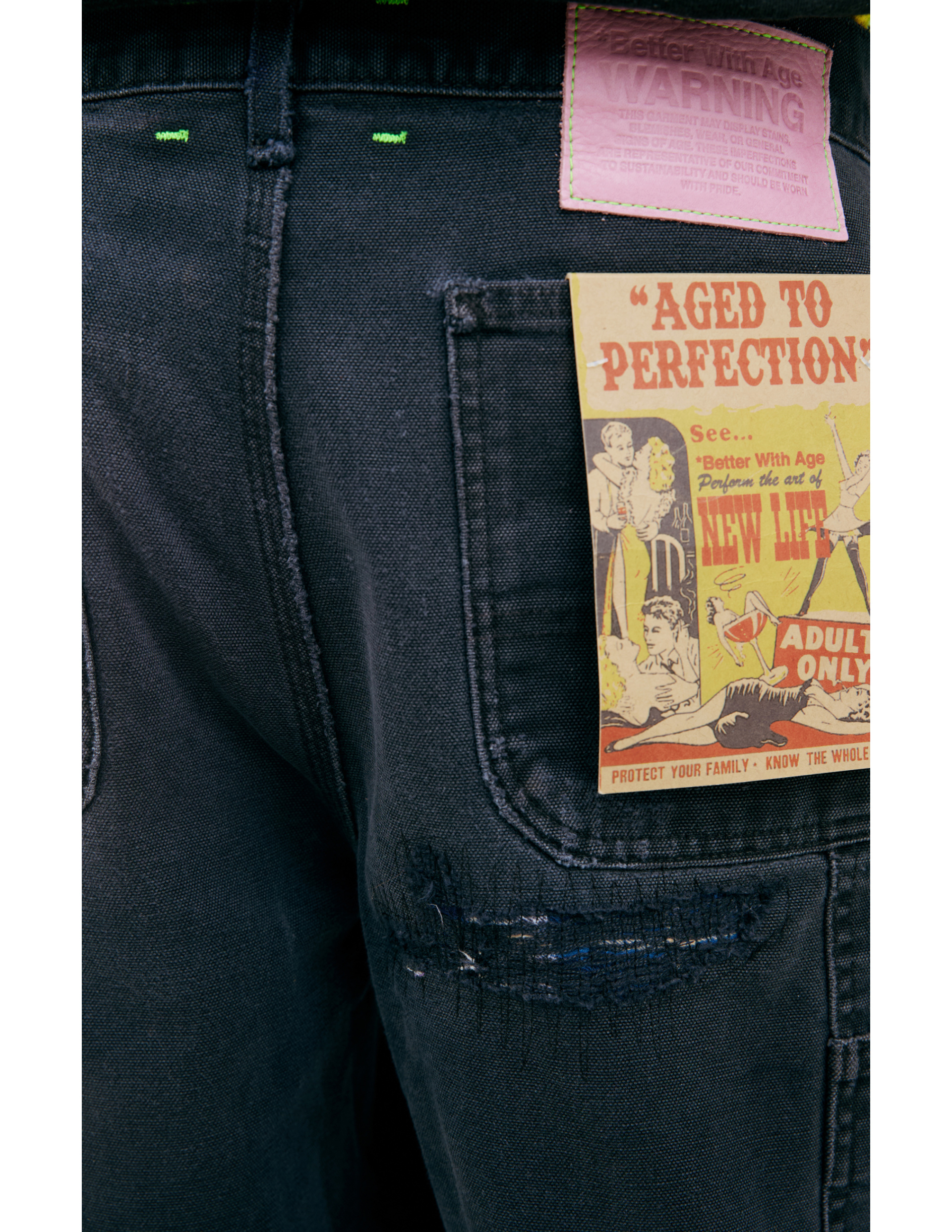 BETTER WITH AGE Black patch jeans