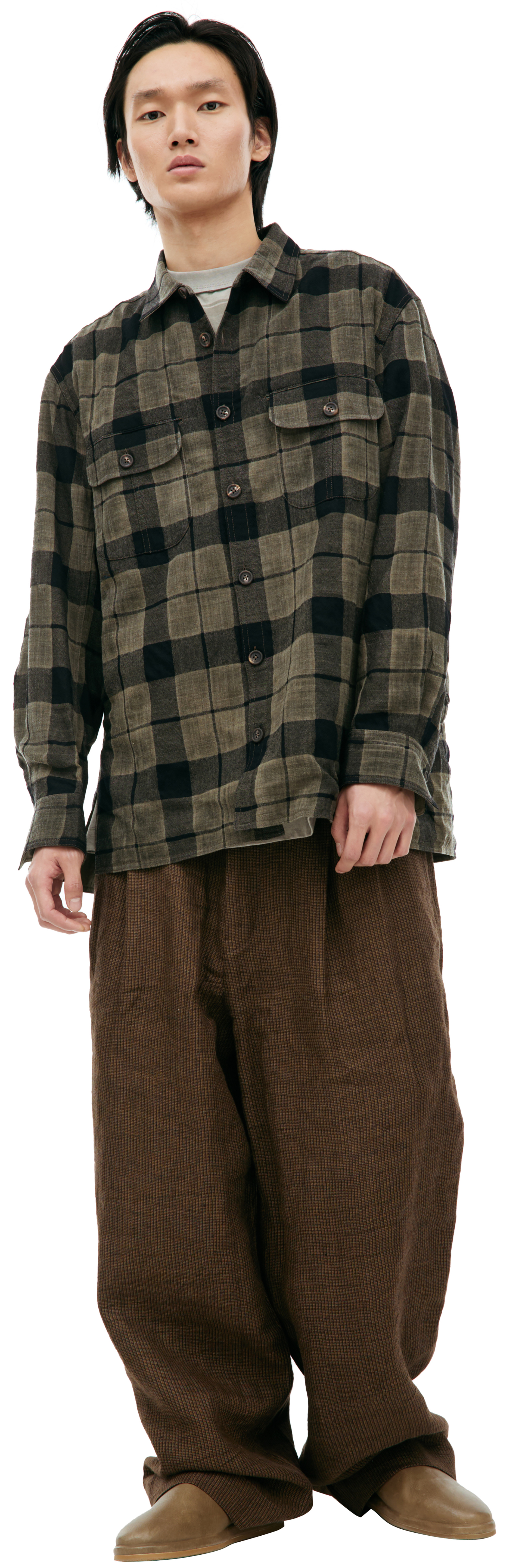 Ziggy Chen Wool plaid shirt