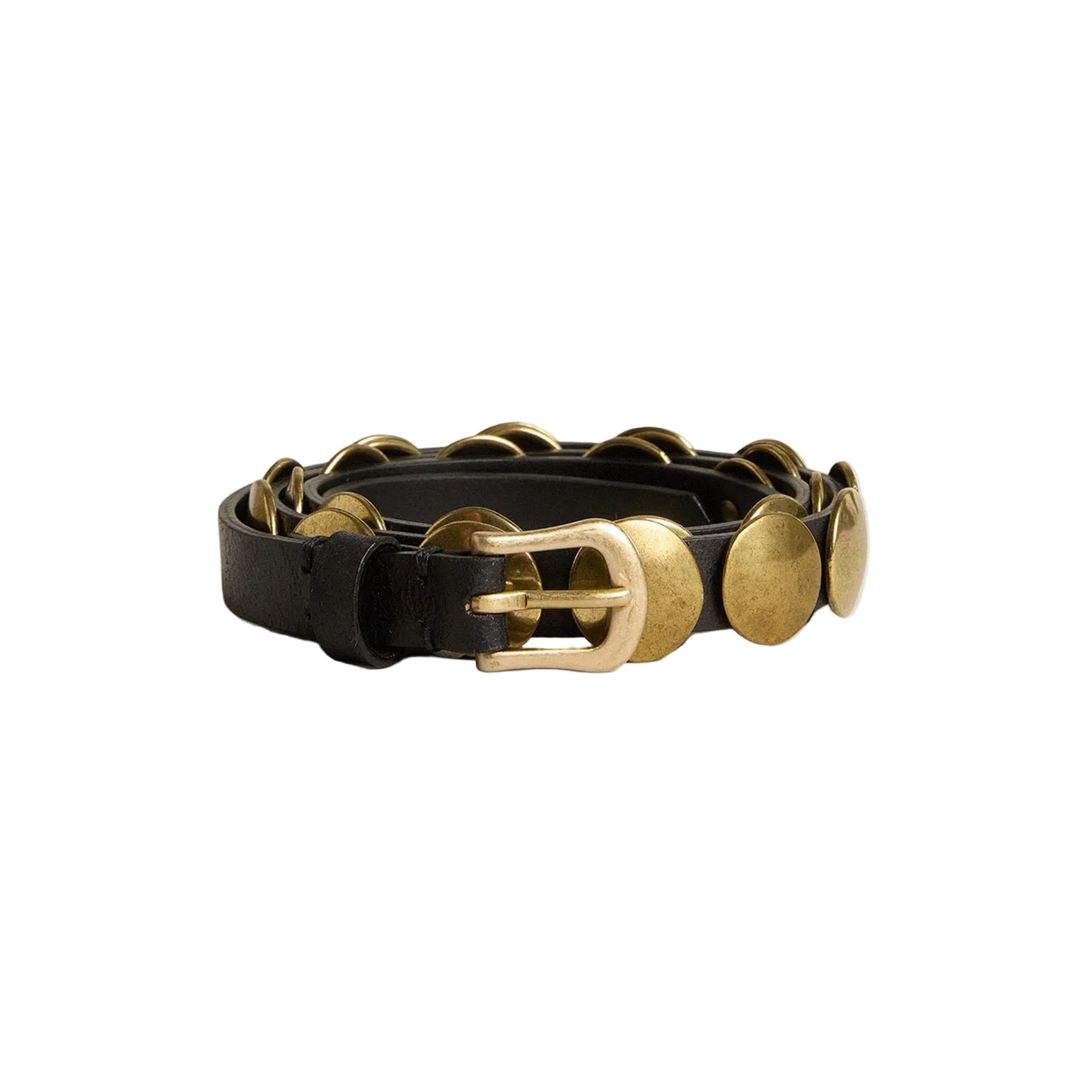 Golden Goose Trinidad Belt In Washed Leather With Gold Studs