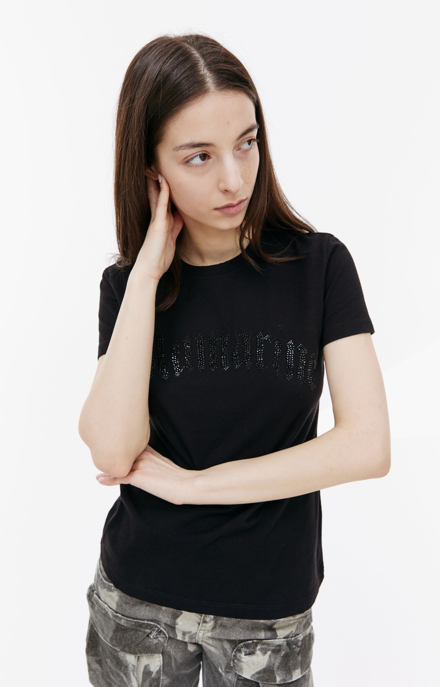 Blumarine Logo crystal t-shirt