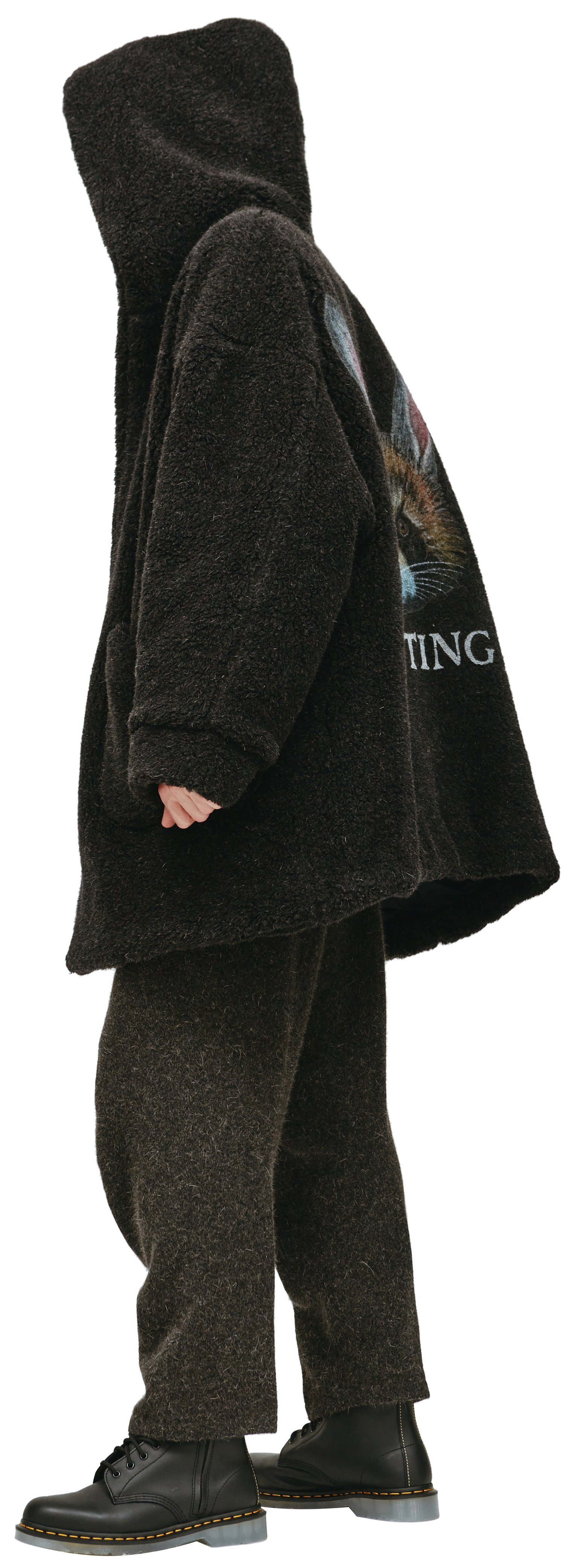 Doublet Graphic print faux fur hooded jacket