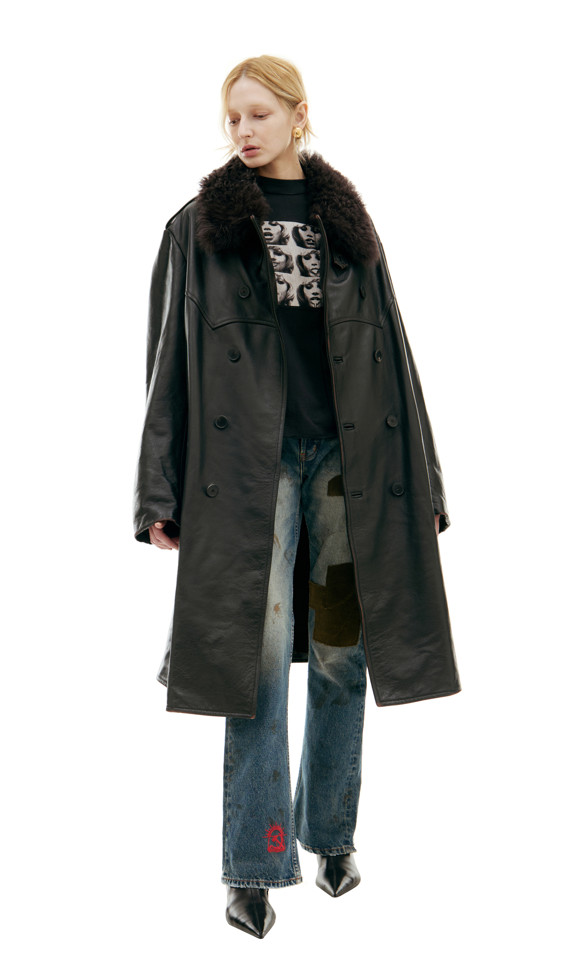 Enfants Riches Déprimés Double-breasted leather coat