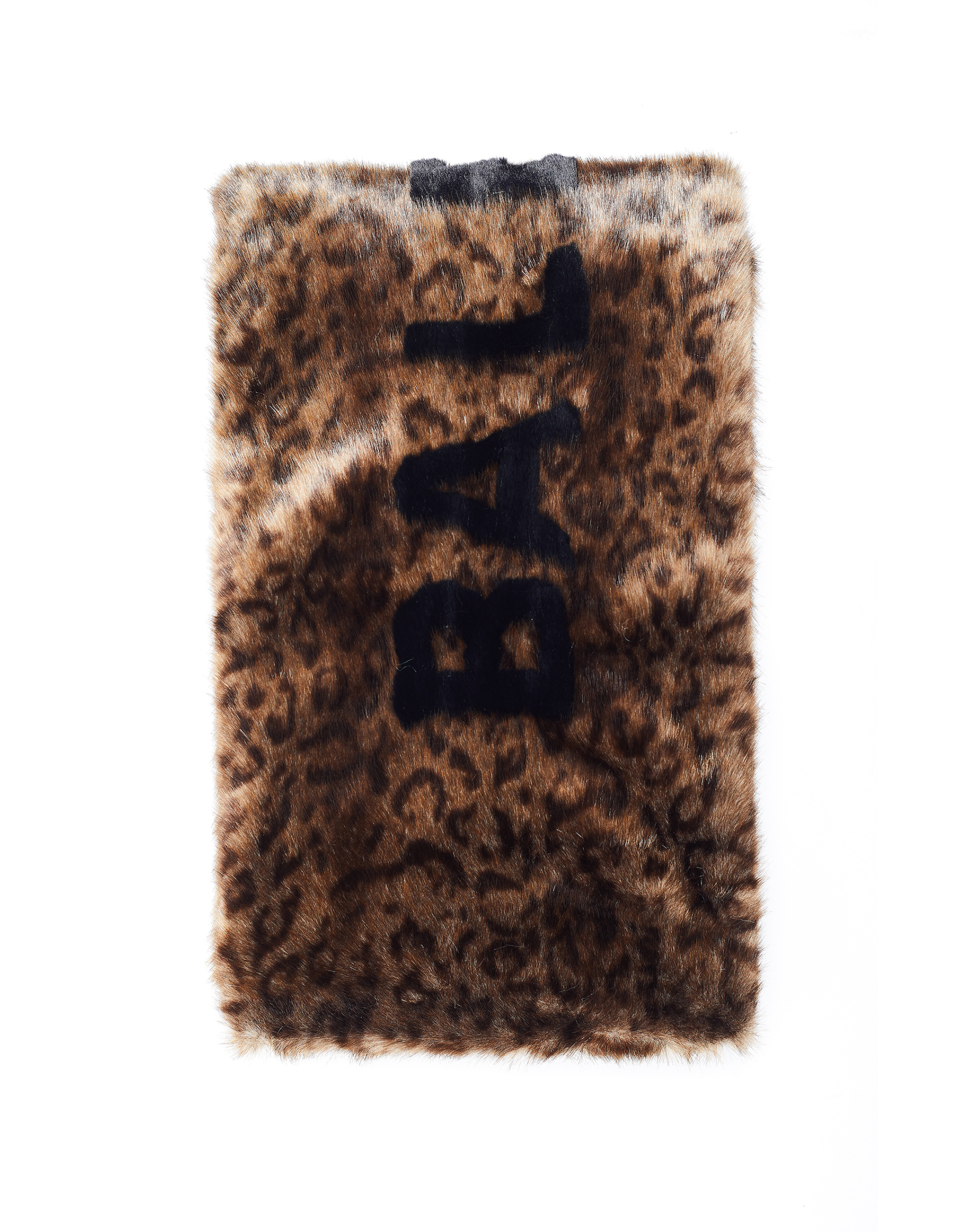 Balenciaga Leopard Faux Fur Logo Scarf