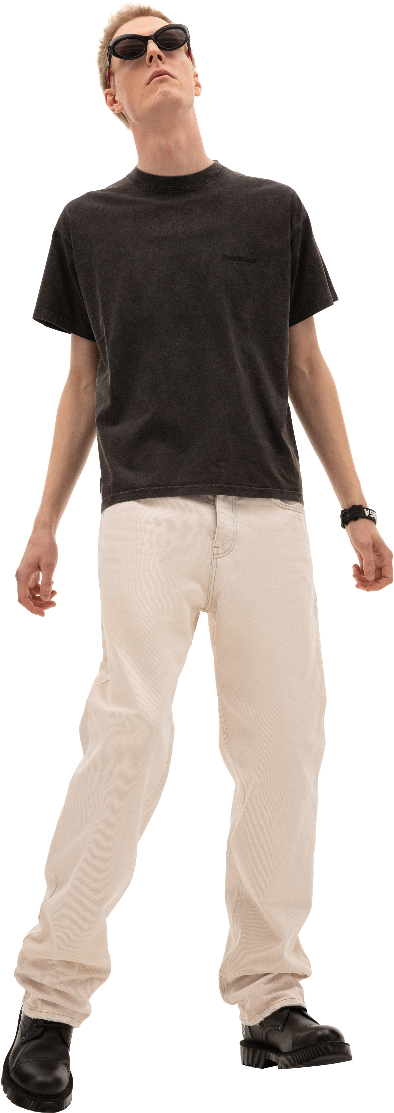 Balenciaga Logo Medium Fit T-Shirt in grey
