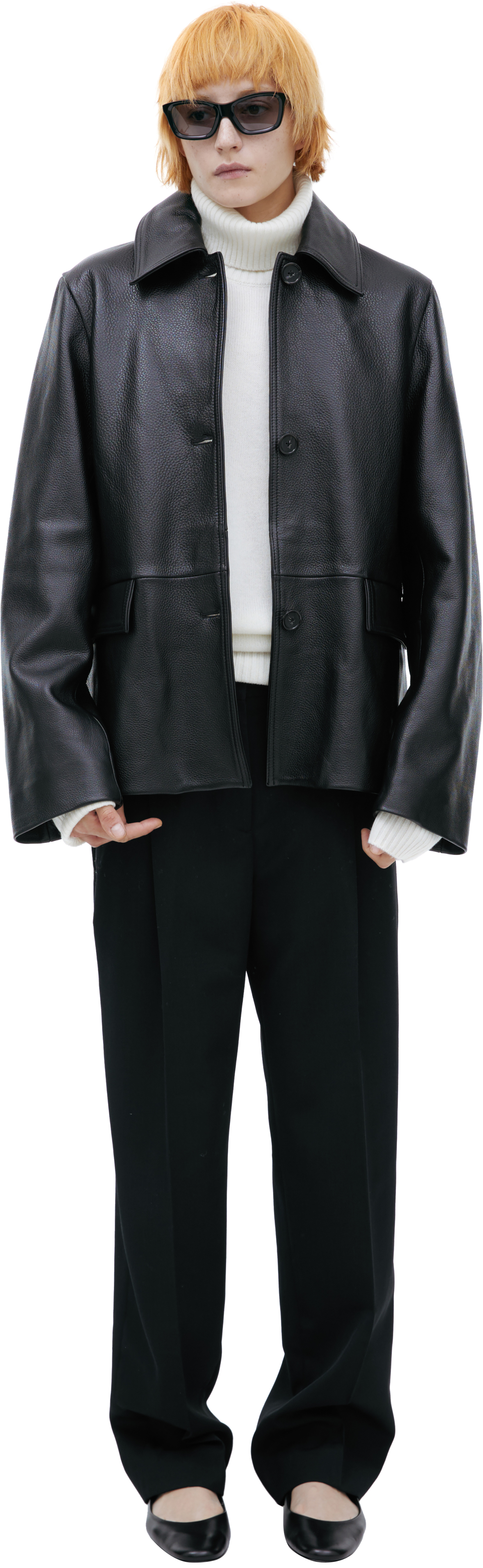 TOTEME Leather jacket with a turn-down collar
