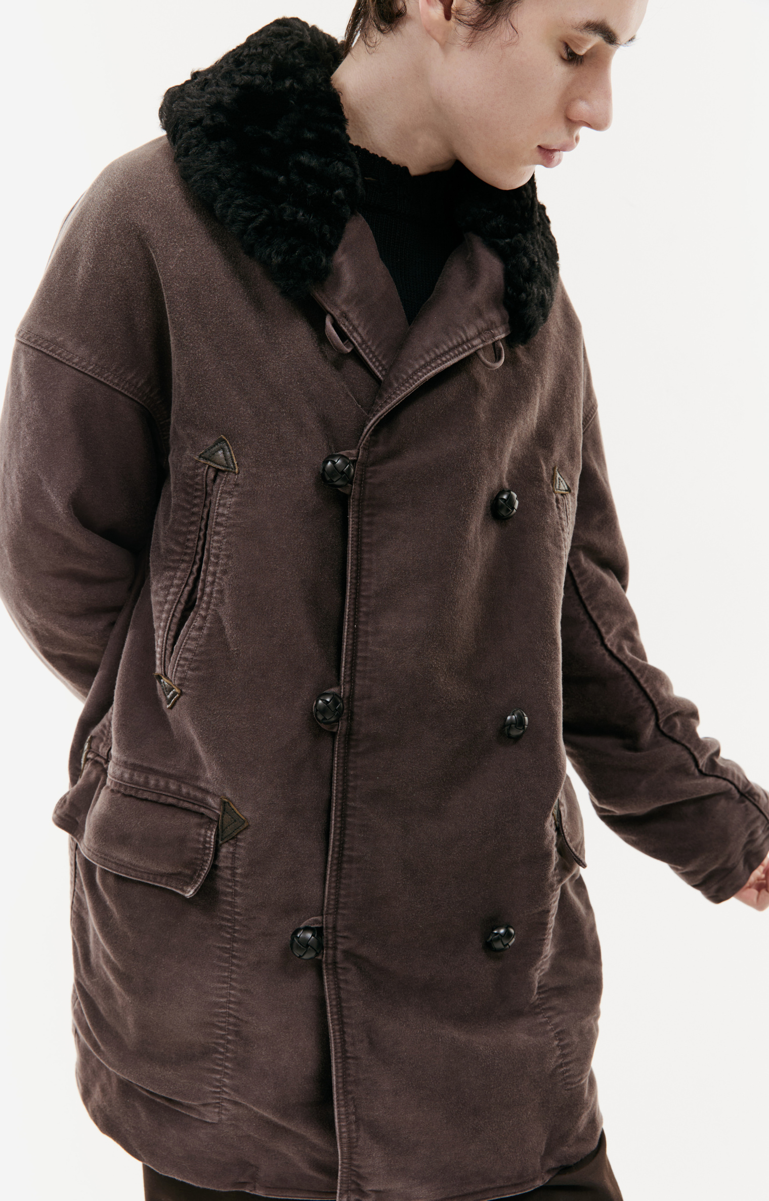 visvim Brown sheepskin coat