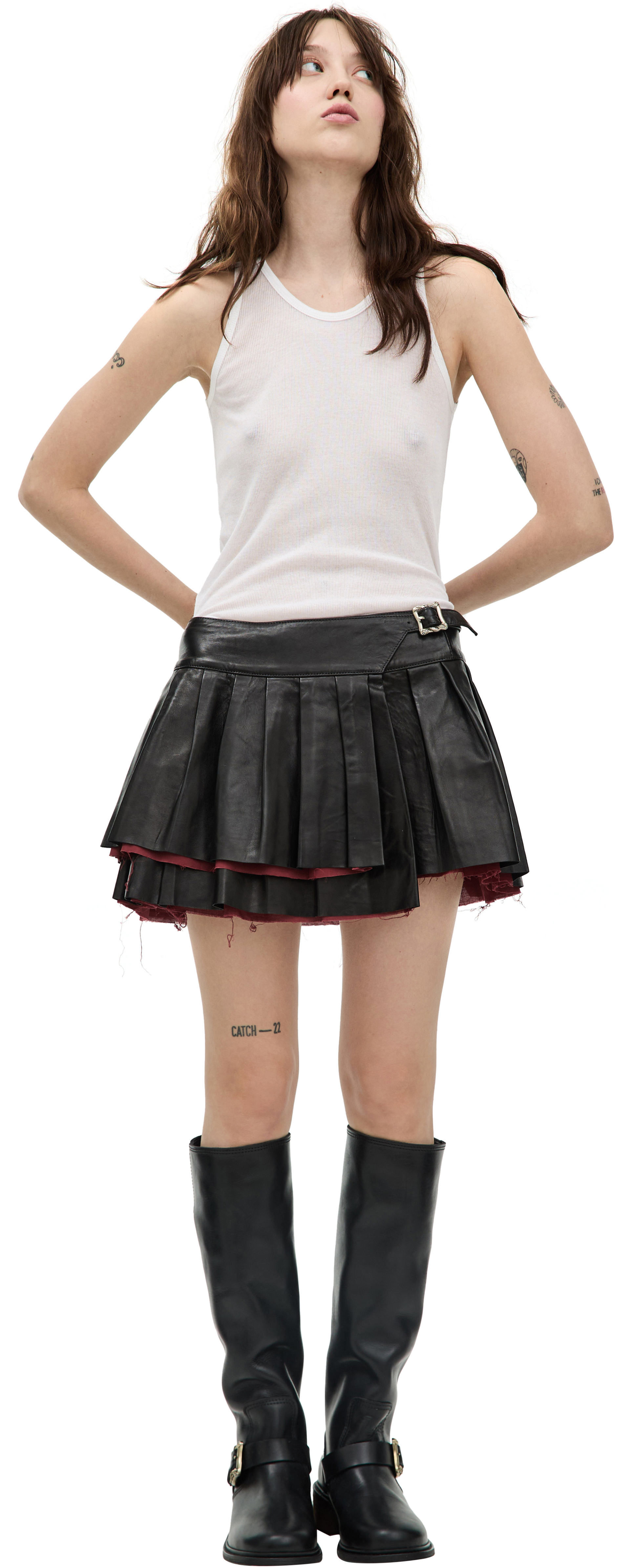 Enfants Riches Déprimés Pleated leather skirt