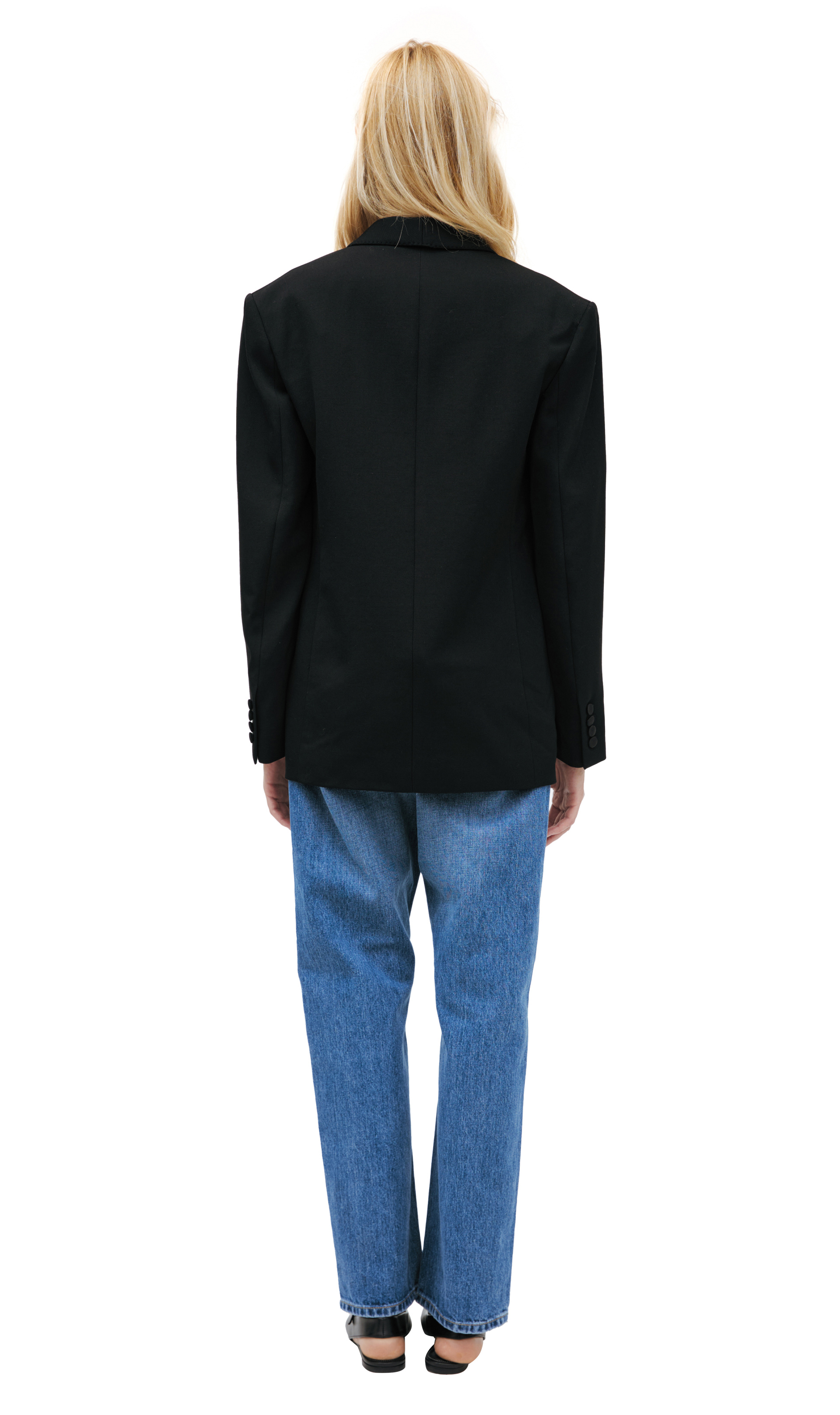 The Row Black blazer with a V-neck