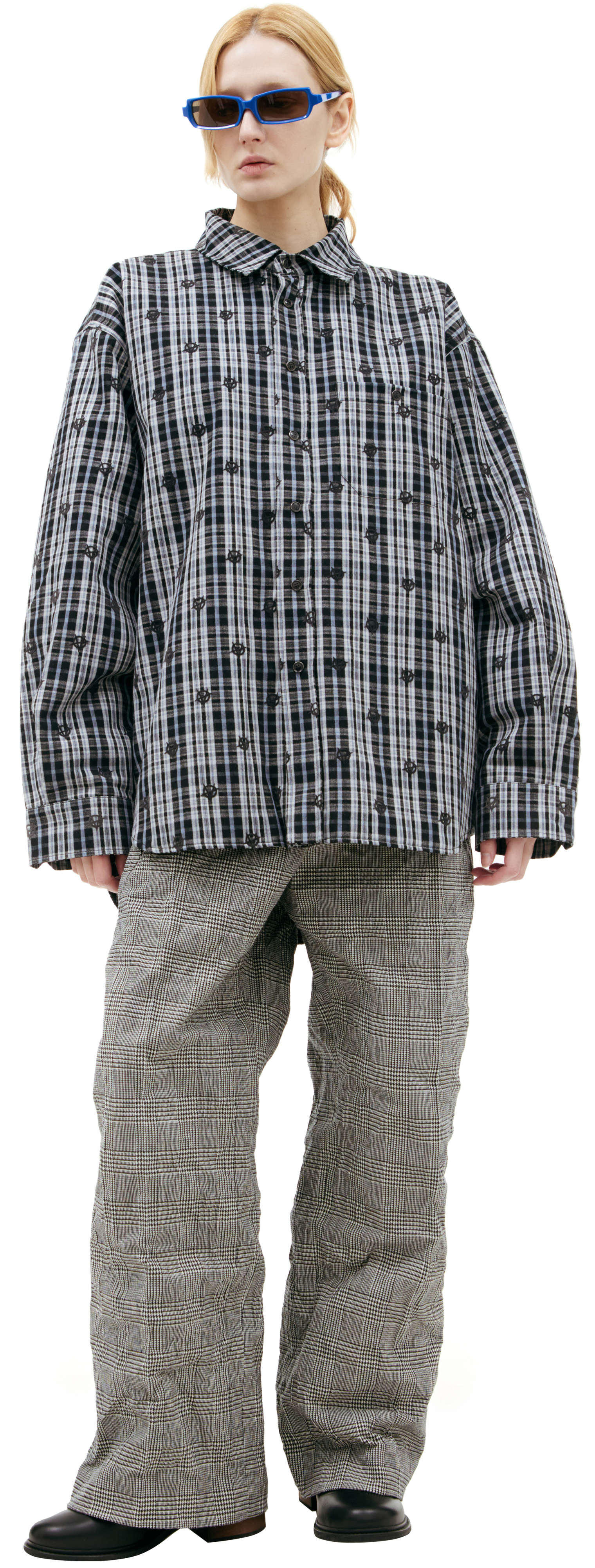 VETEMENTS Logo Embroidered plaid shirt