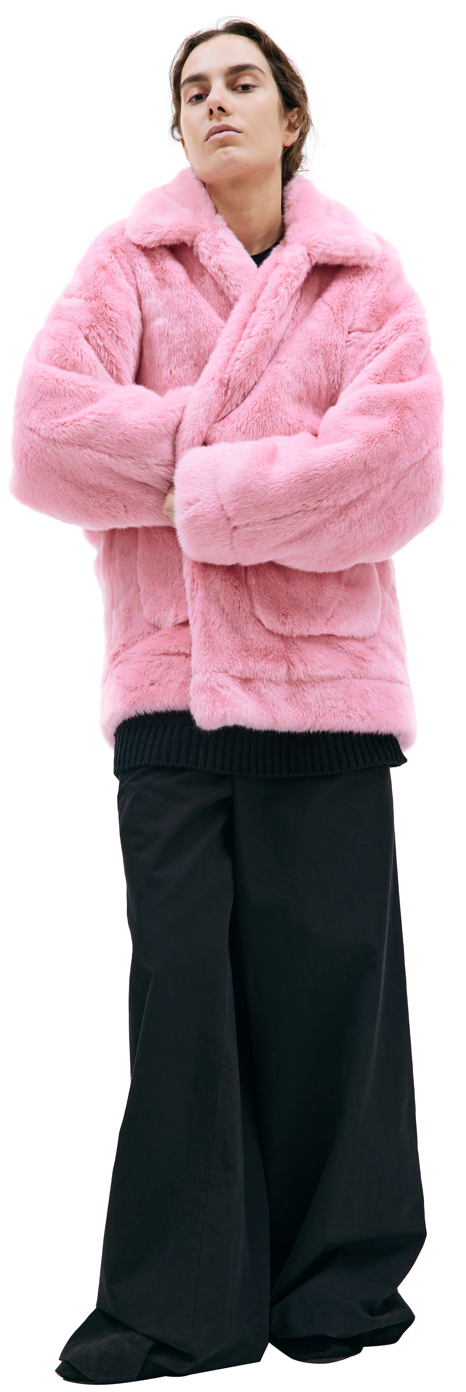Doublet Pink hand-painted faux-fur jacket