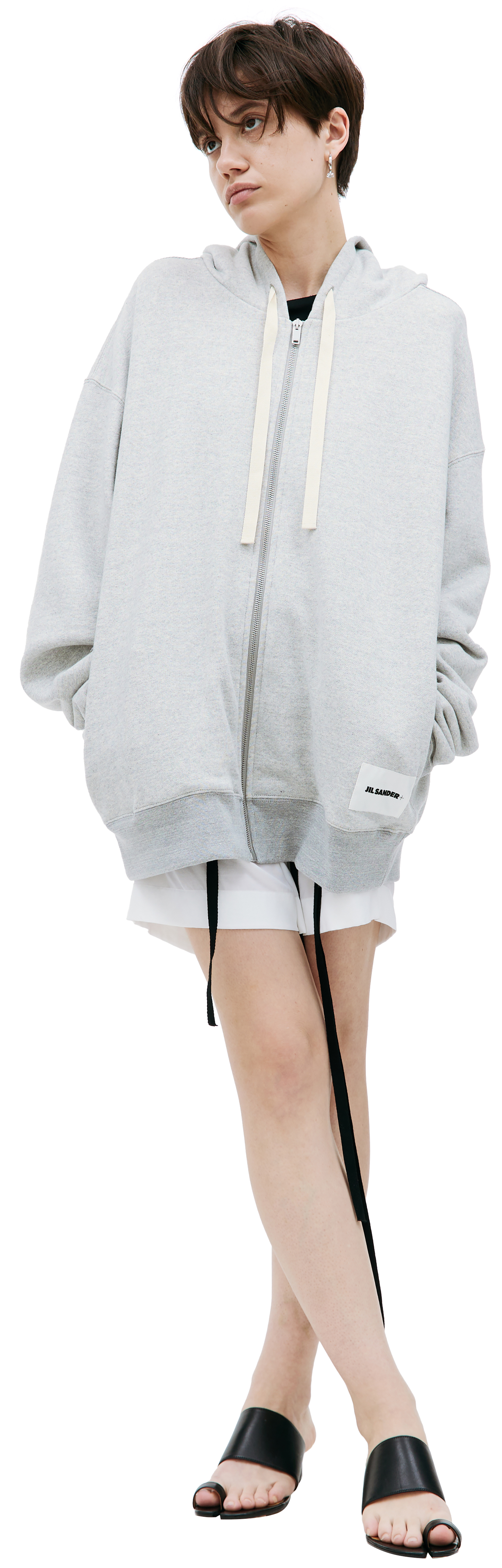 Jil Sander Grey zipped hoodie