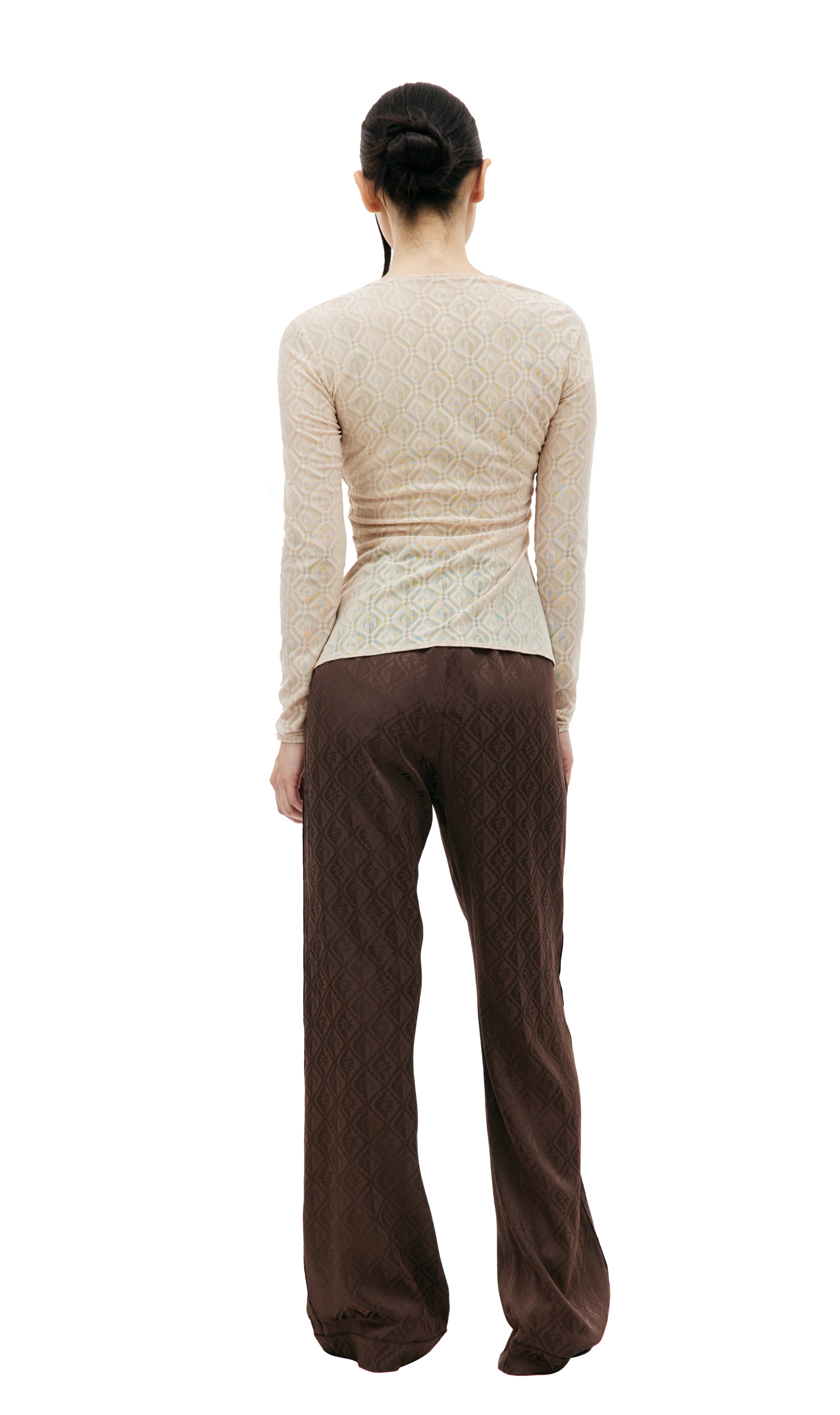 MARINE SERRE Beige Moon logo longsleeve