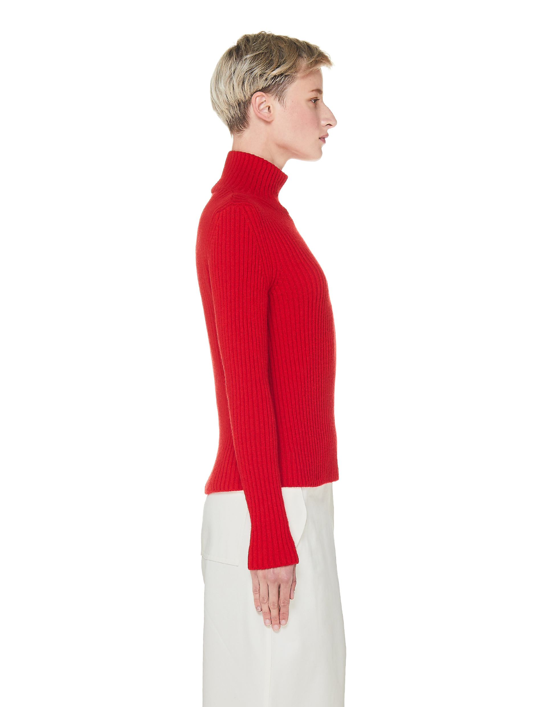 Balenciaga Red Rib Knit Turtleneck
