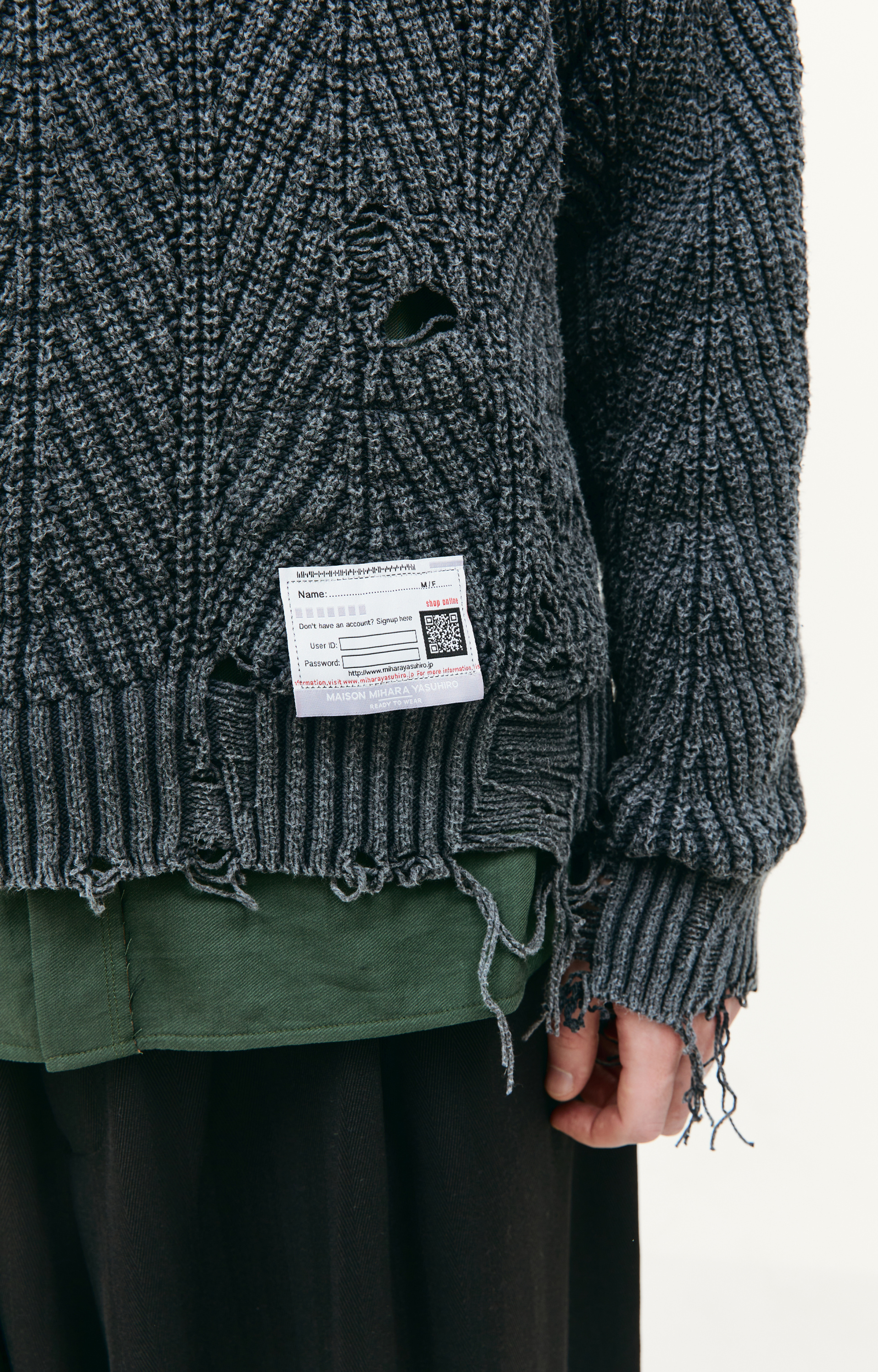 Maison Mihara Yasuhiro Rib knit distressing sweater