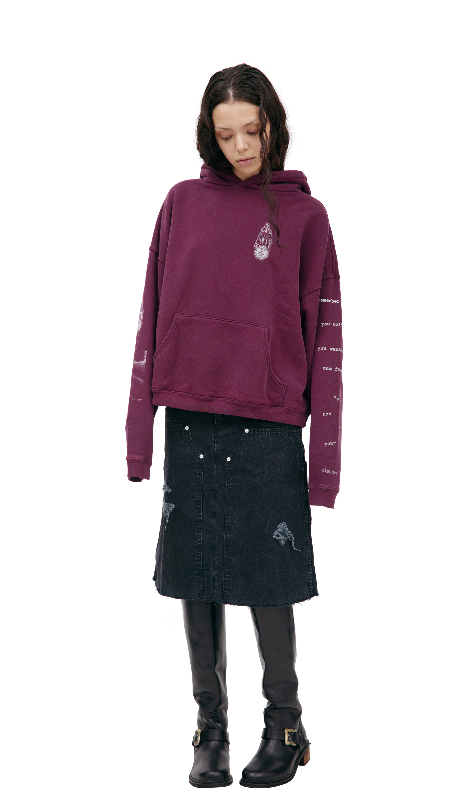 Enfants Riches Déprimés Burgundy hoodie with print