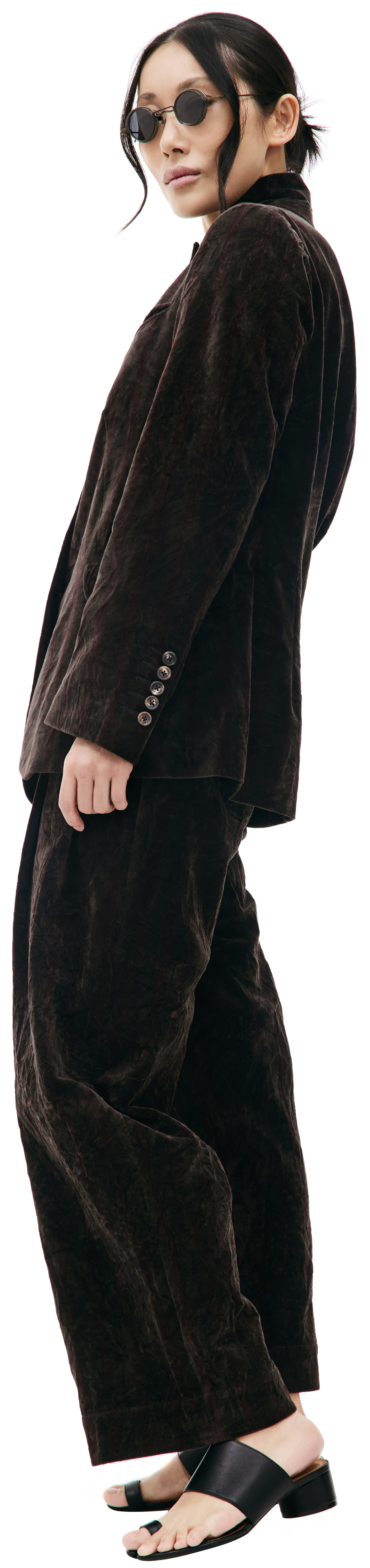 Ziggy Chen Velveteen stand collar blazer