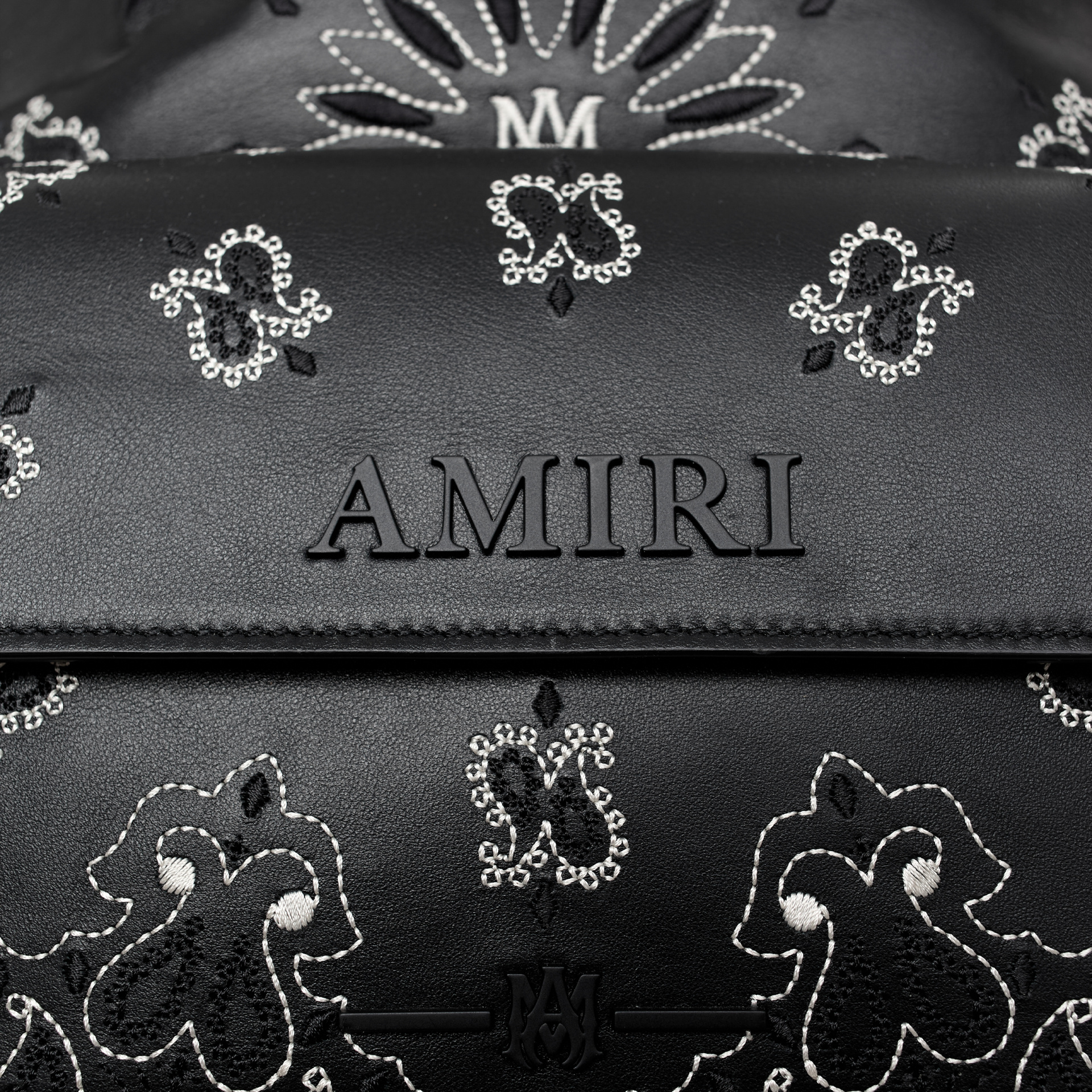 AMIRI Leather Paisley Embroidery Bag