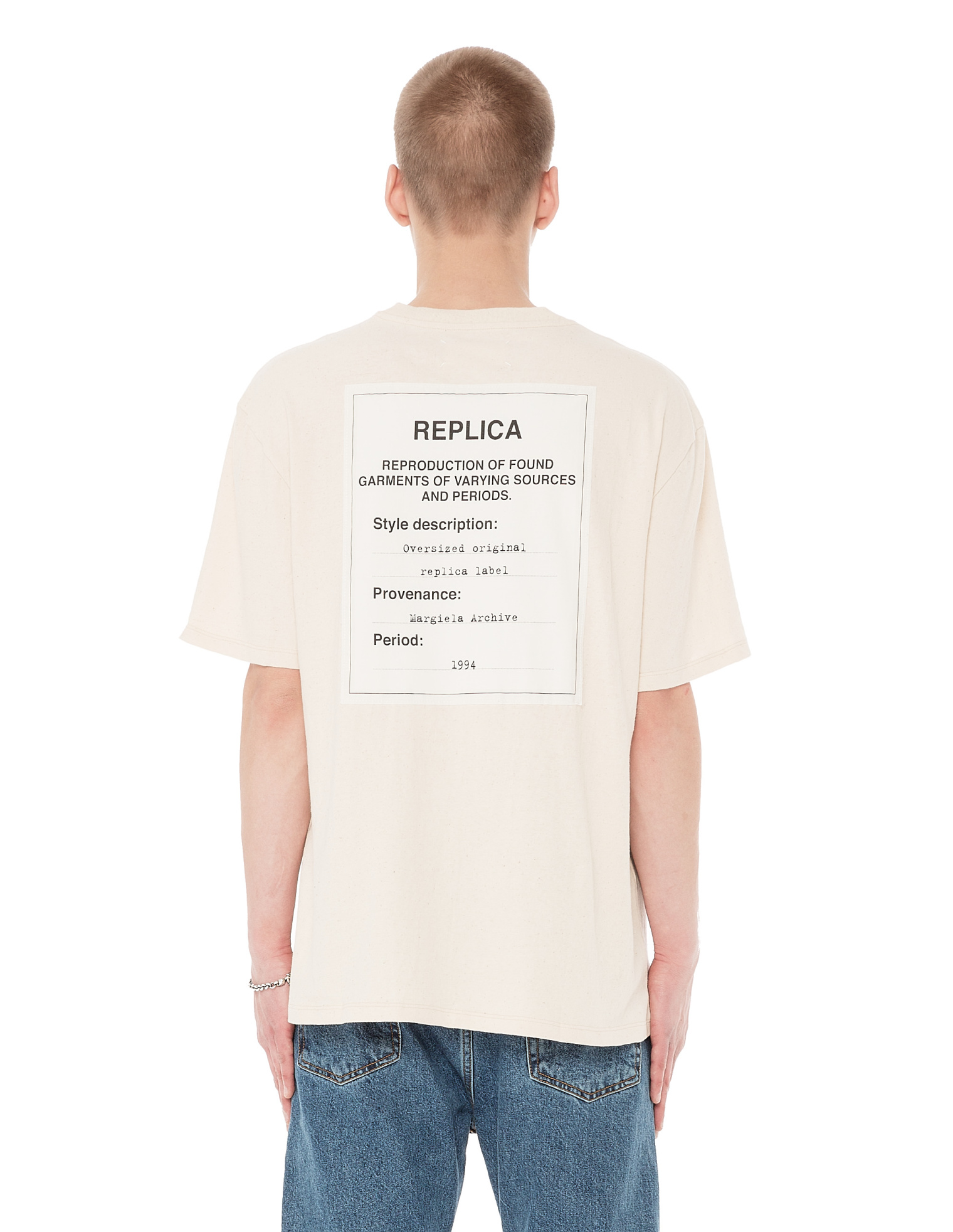 Buy Maison Margiela men beige archive replica patch cotton t