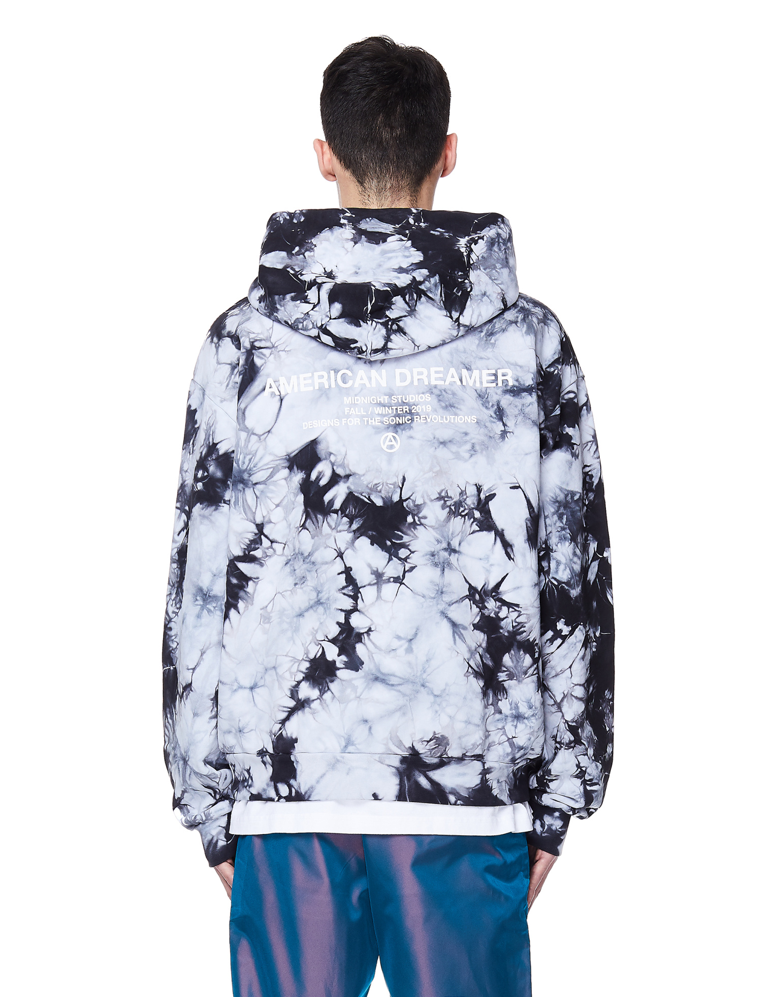 Midnight Studios Black Cotton Tie-Dye Logo Hoodie