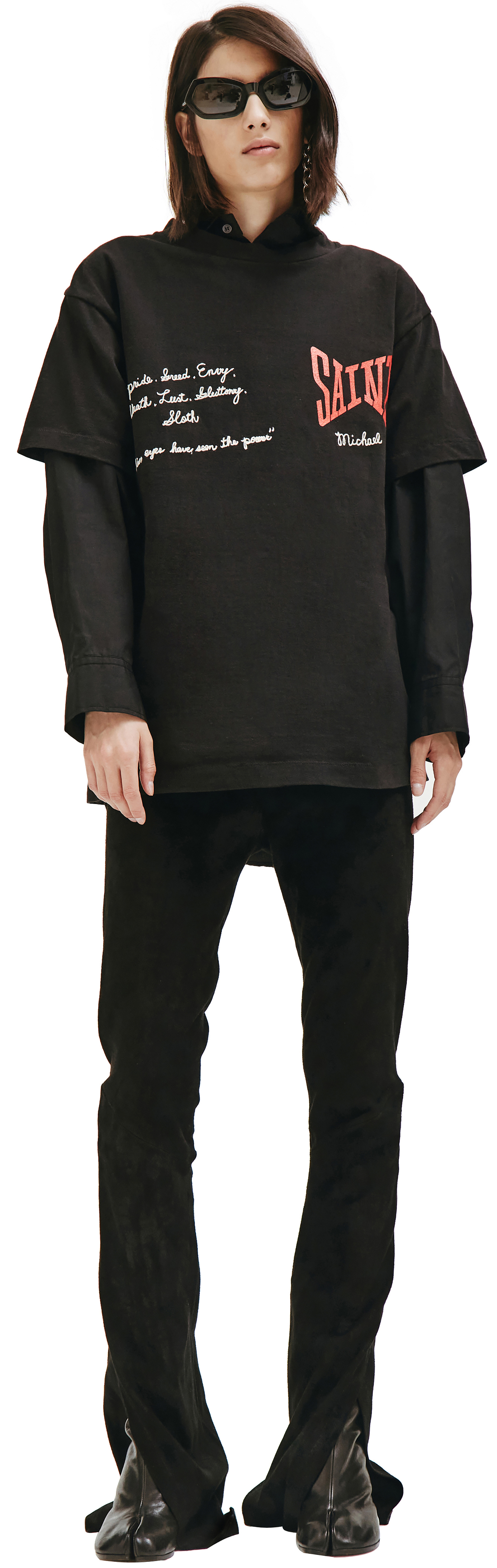 Saint Michael Black Printed T-shirt