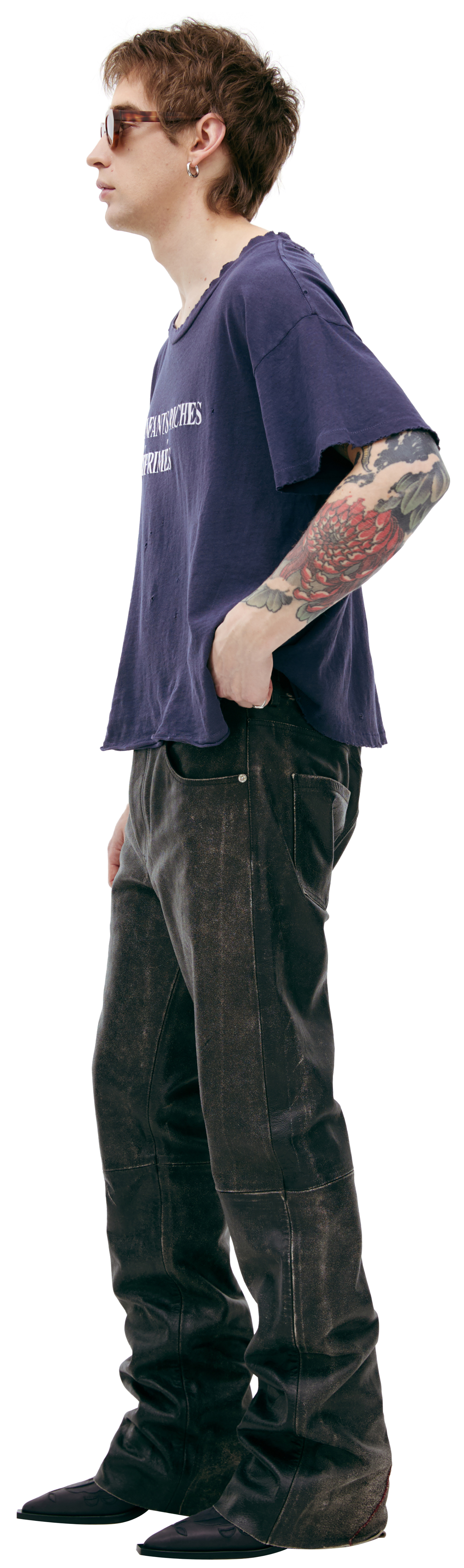 Enfants Riches Déprimés Leather trousers with stitching