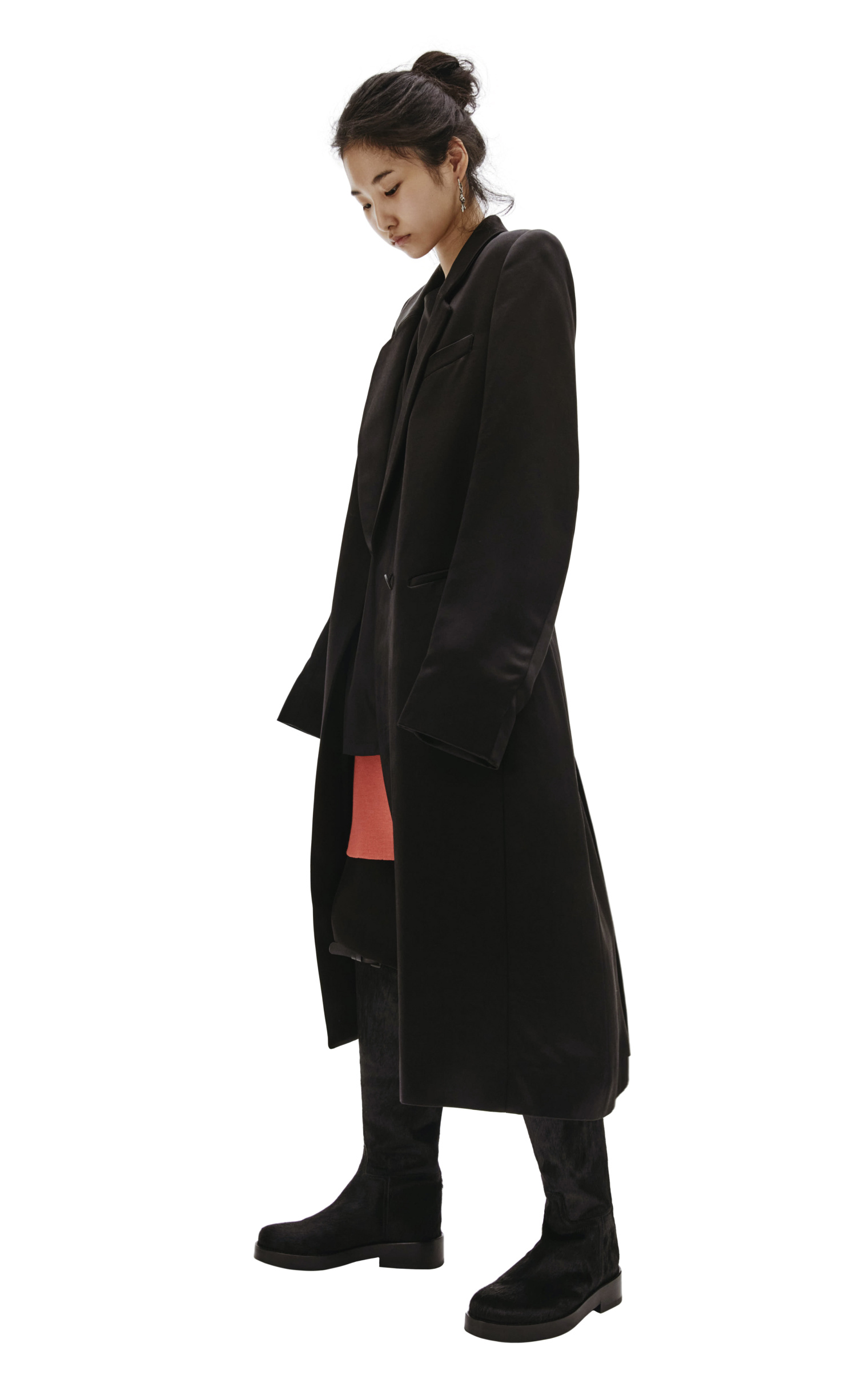Ann Demeulemeester Black Satin Coat