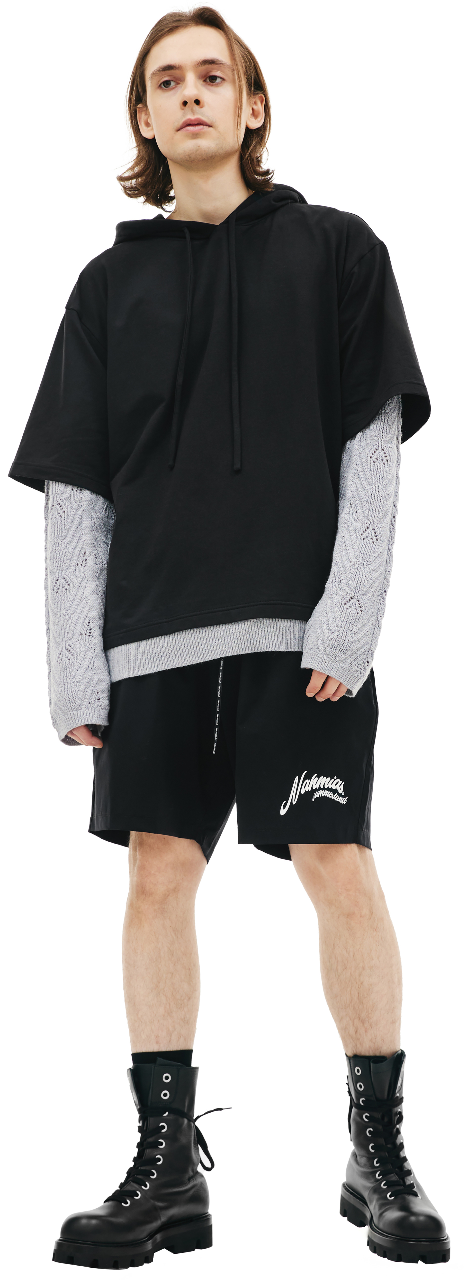 Nahmias Hoodie with knit sleeves