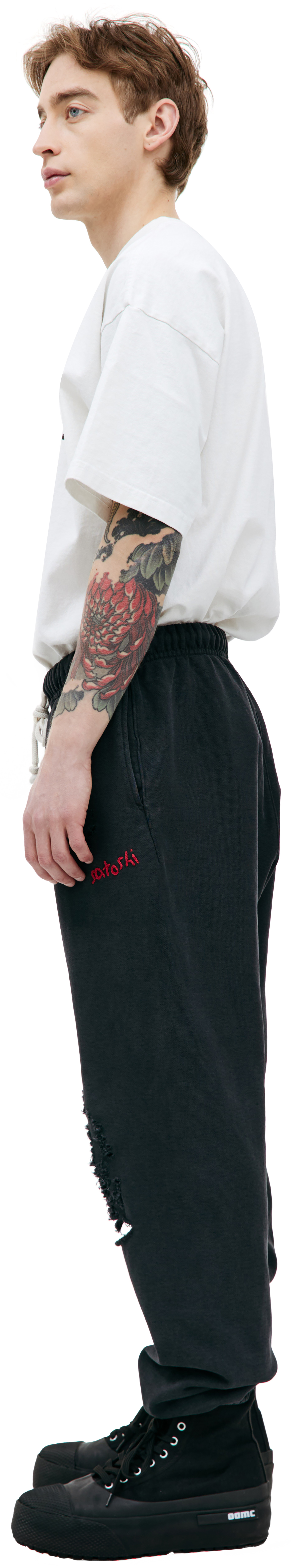 Satoshi Nakamoto Black distressed sweatpants