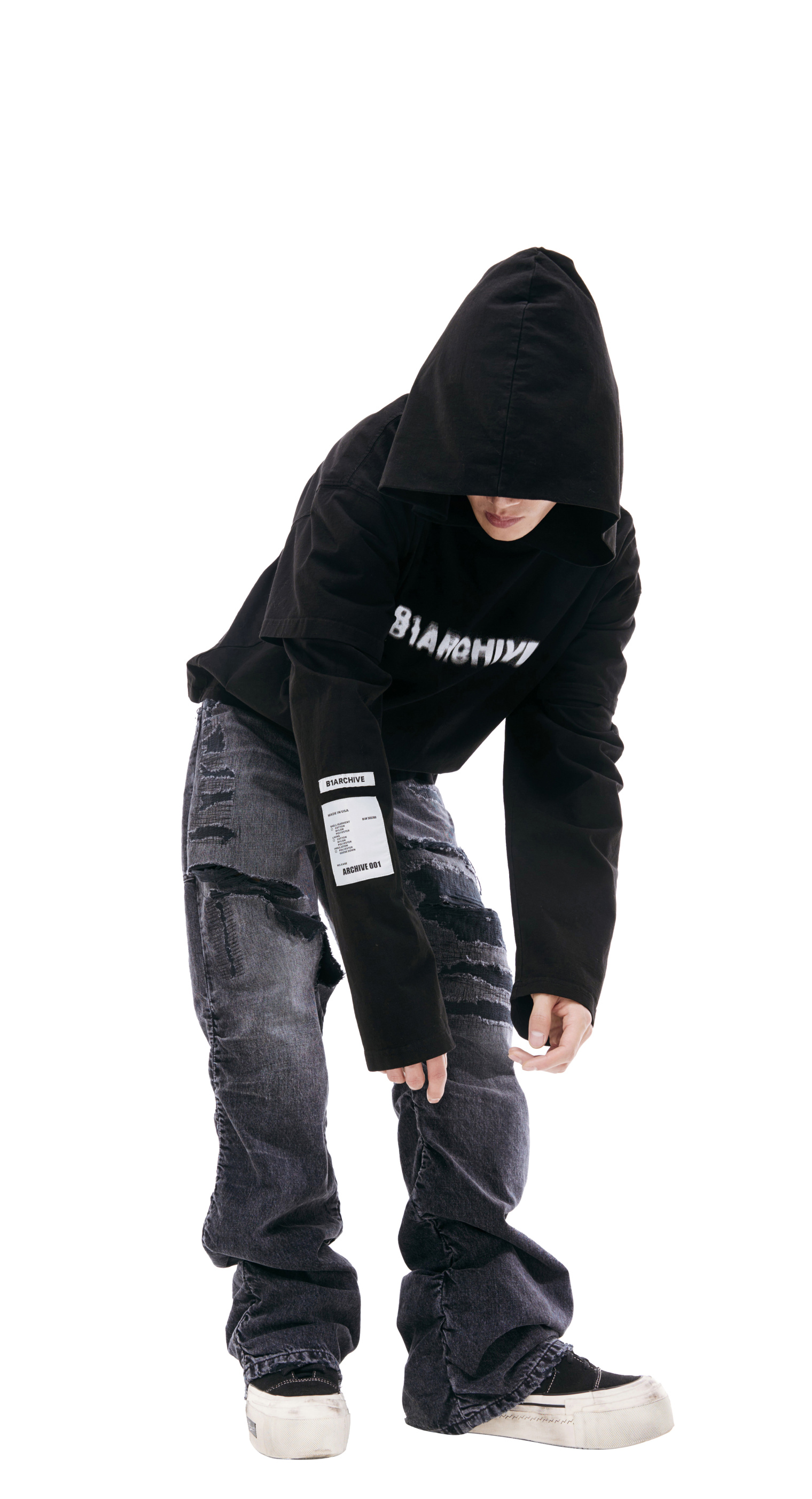 B1ARCHIVE Black printed hoodie