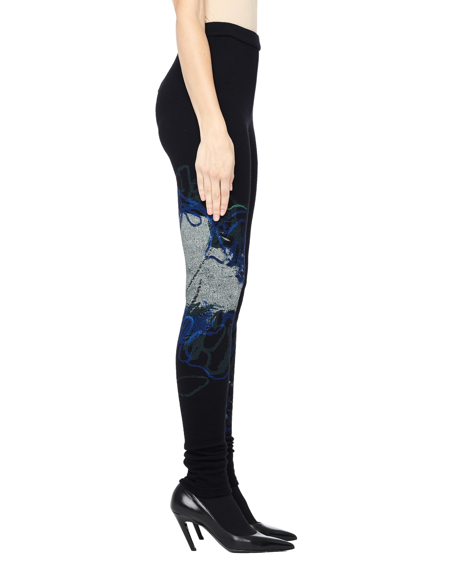 Yohji Yamamoto Abstract printed wool leggings