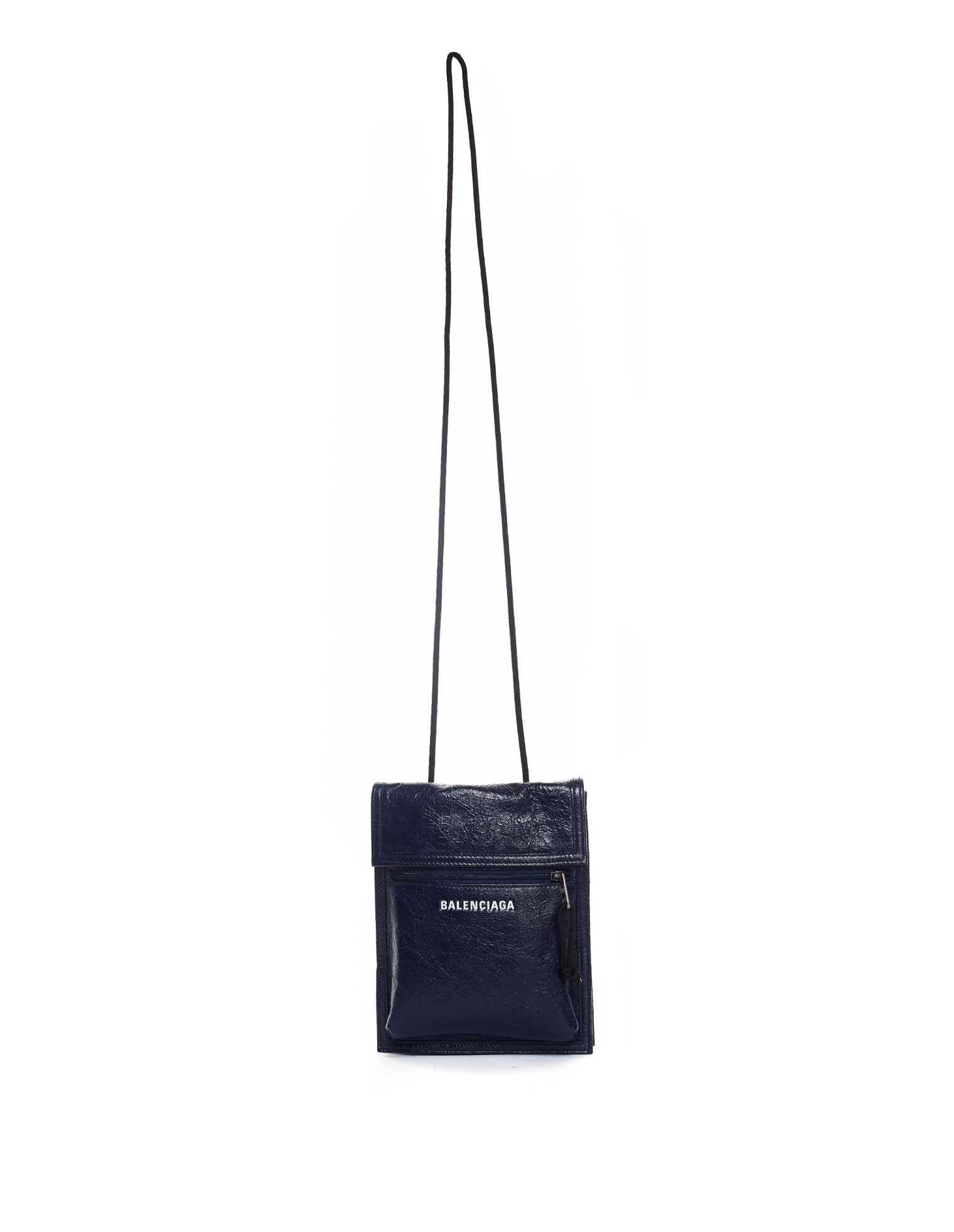 Balenciaga Navy Blue Leather Explorer Pouch Strap