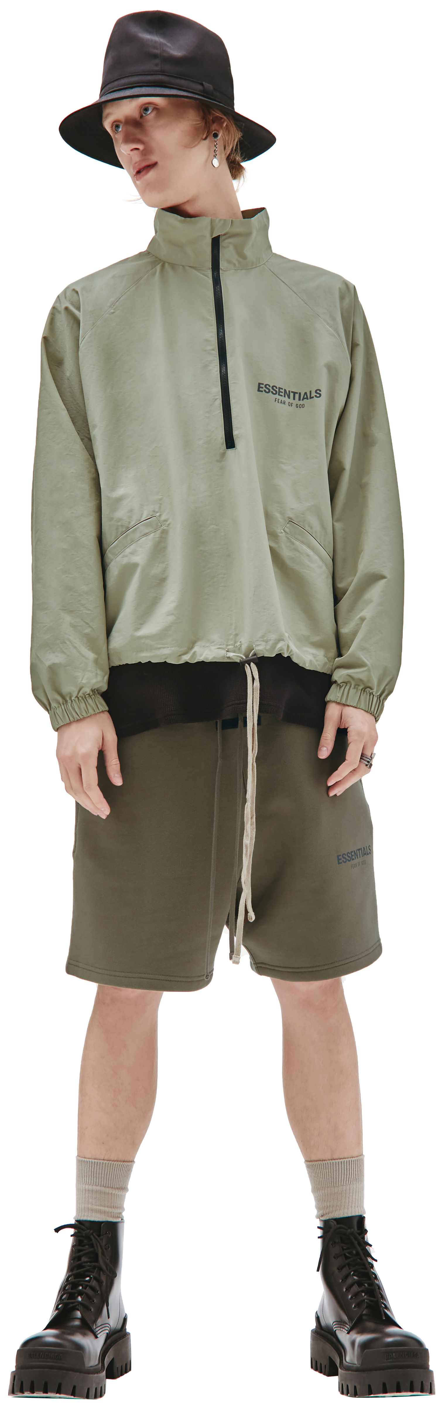 Fear of God Essentials HALF ZIP TRACK JACKET in Green