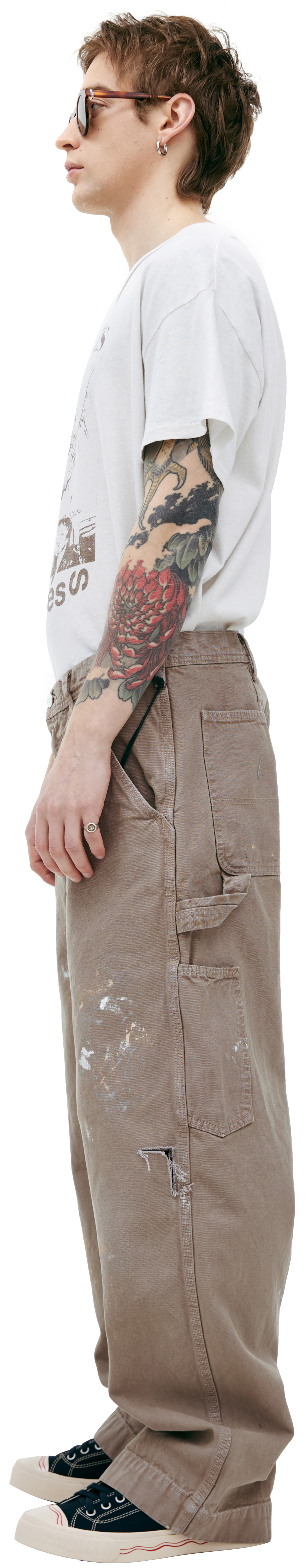 Enfants Riches Déprimés Beige paint effect trousers
