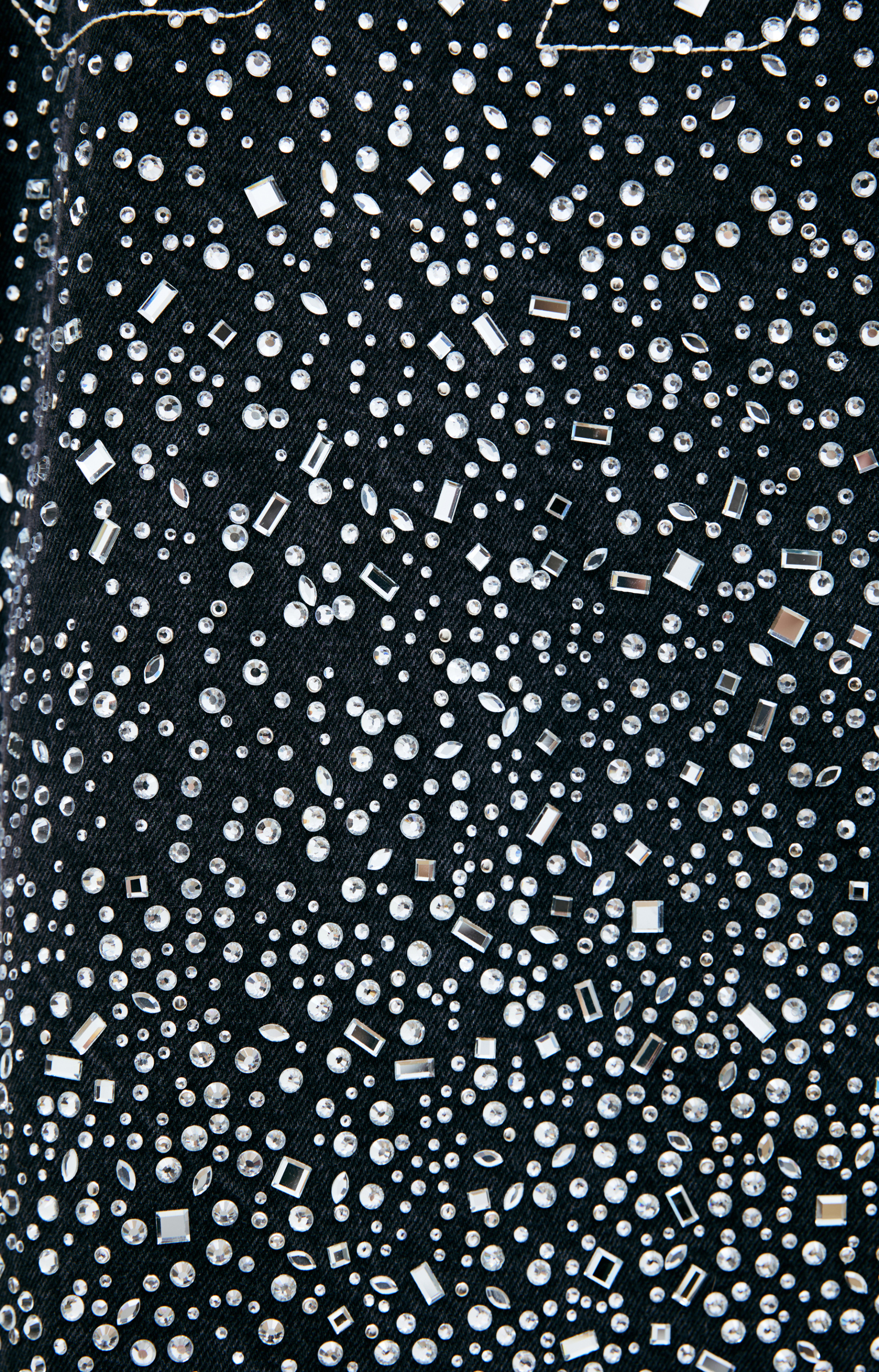 Satoshi Nakamoto Denim hoodie with rhinestones