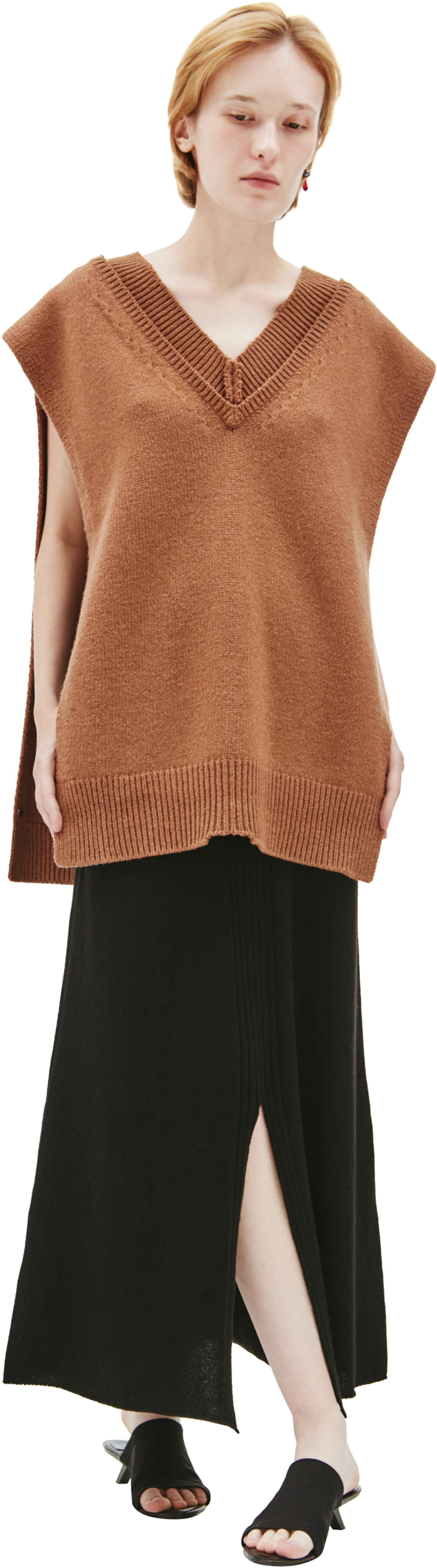 Maison Margiela Wool V-Neck Vest Brown