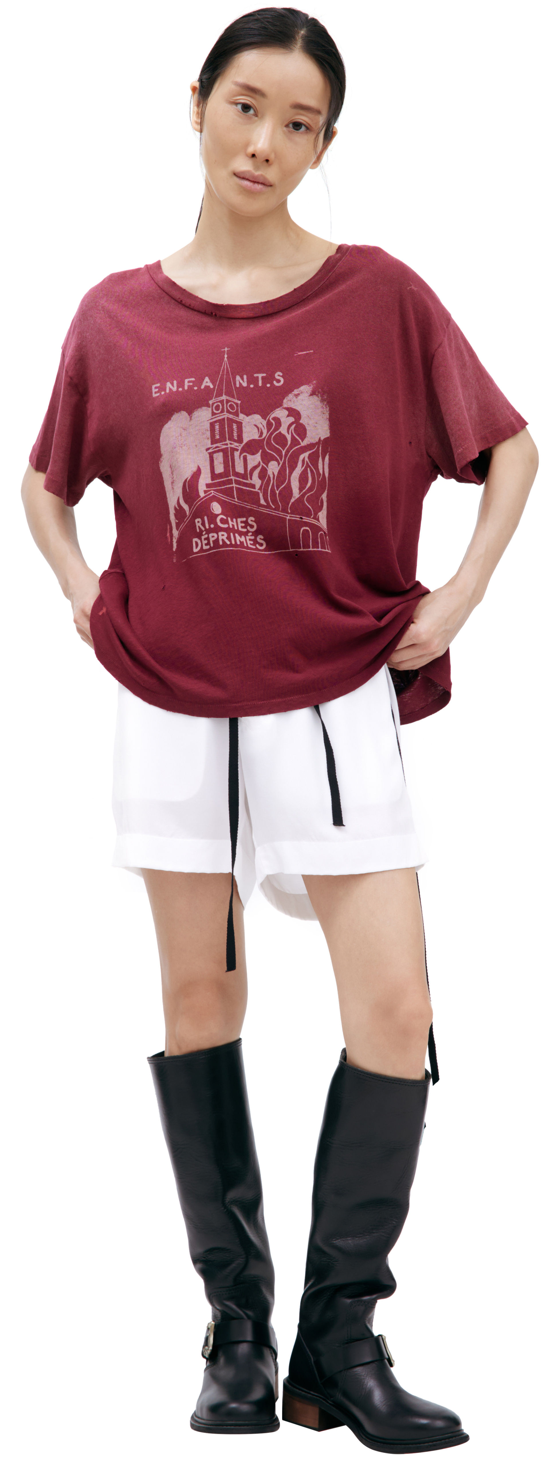 Enfants Riches Déprimés Burgundy T-shirt with print