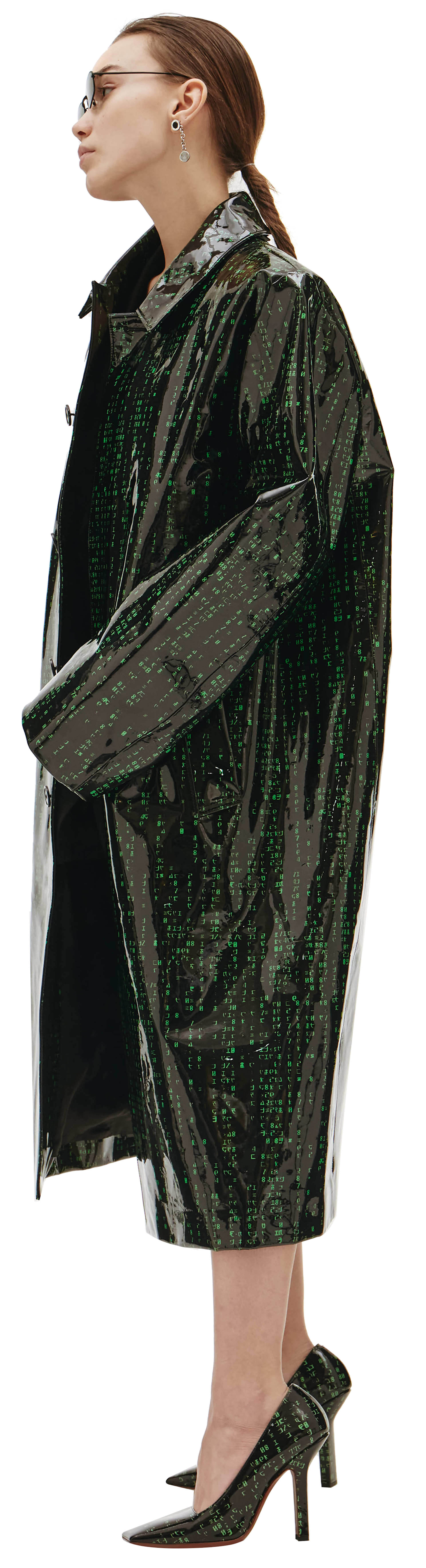 VETEMENTS Matrix-Print Leather Coat