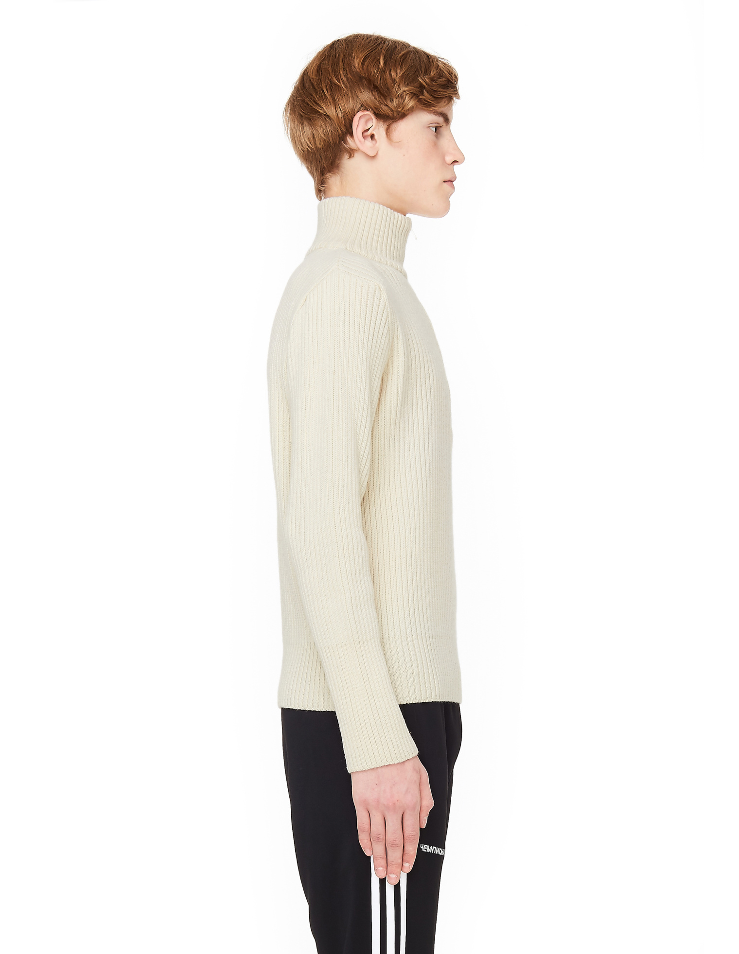 Gosha Rubchinskiy Ribbed Knit White Wool Sweater