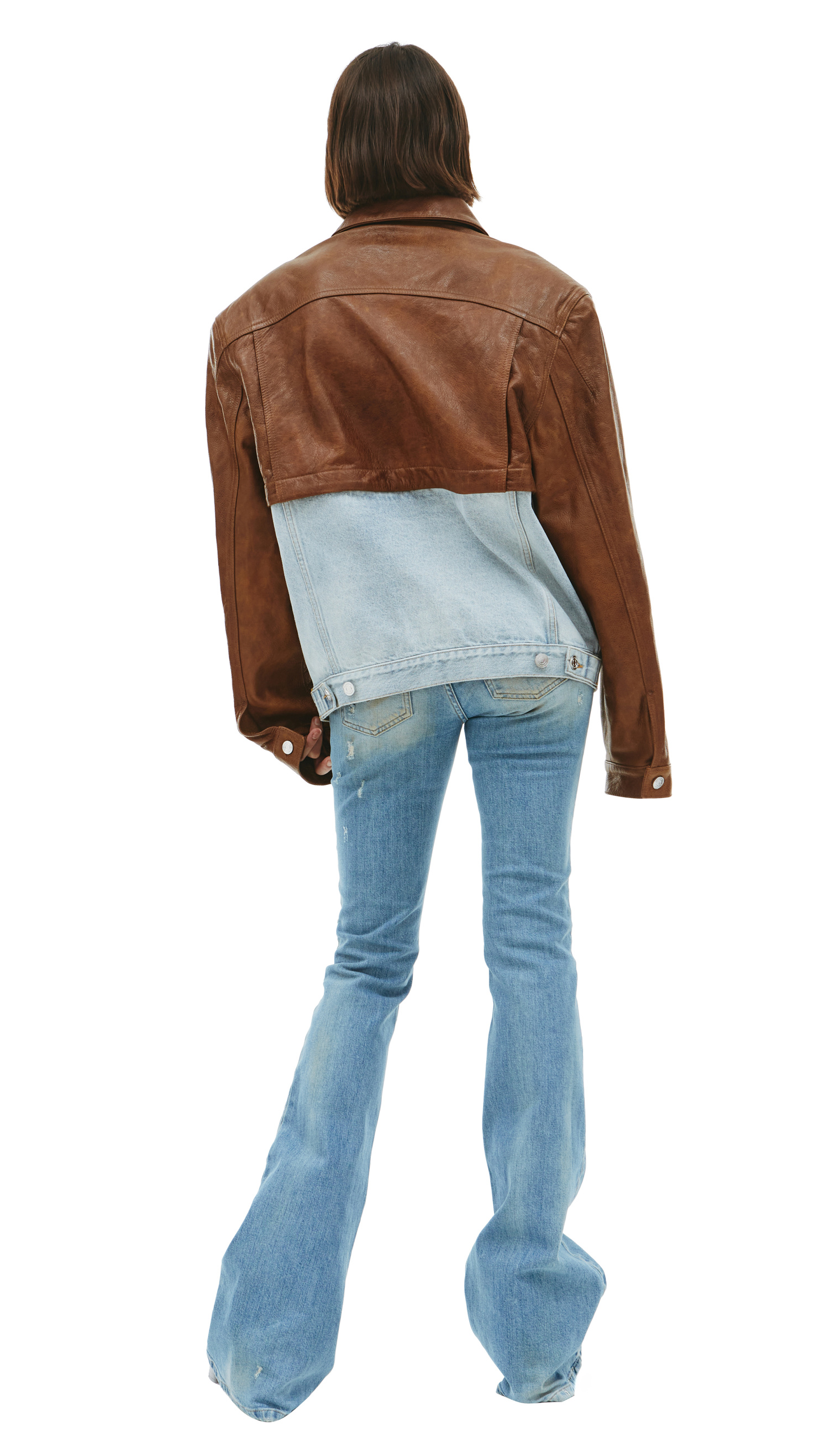 VTMNTS Convertible leather and denim jacket