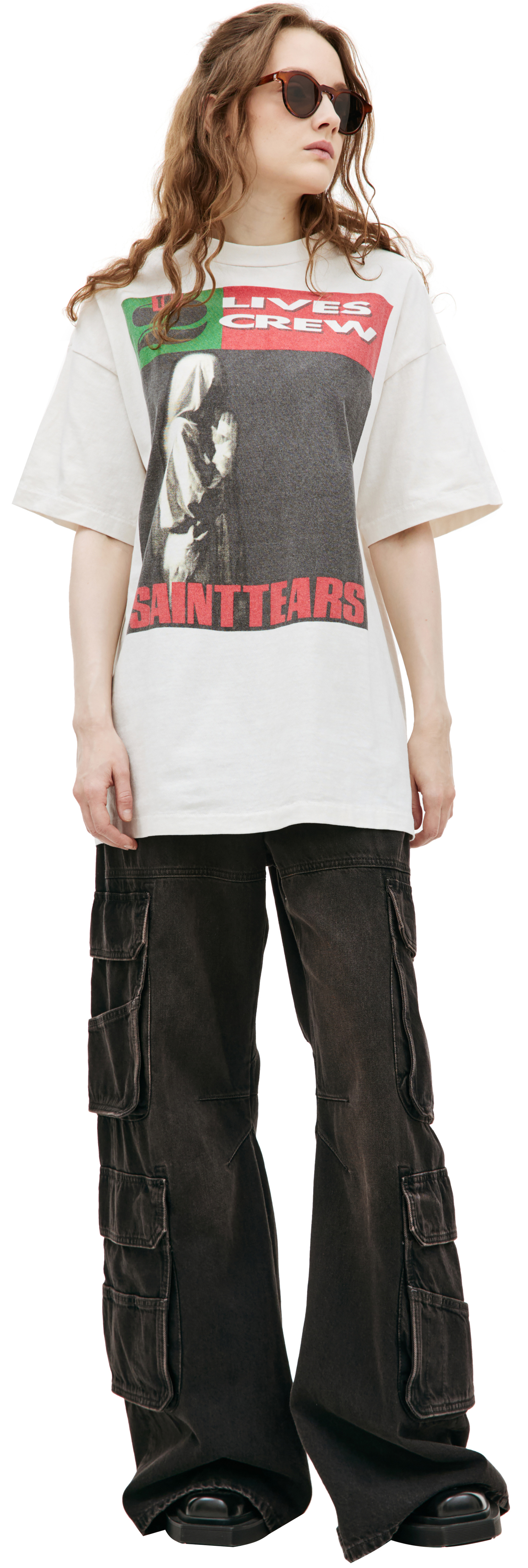Saint Mxxxxxx Белая футболка с принтом SAINT TEARS