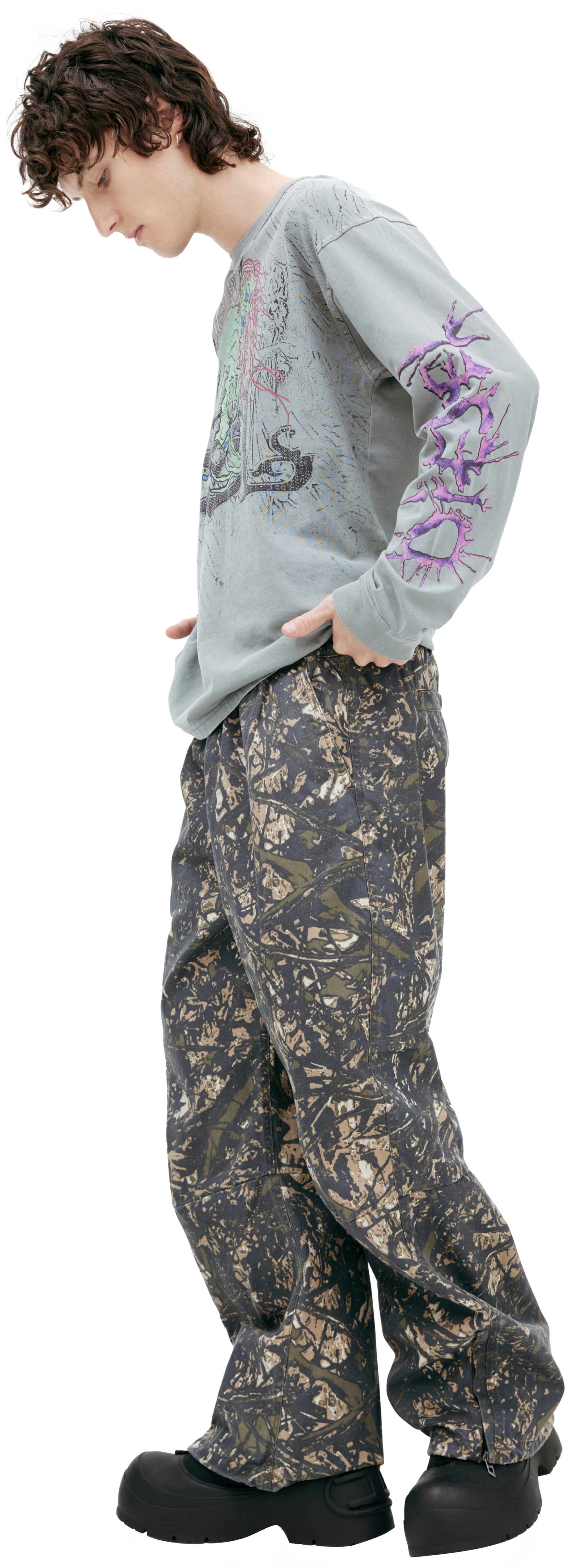 Diesel Wide leg trousers with monoprint